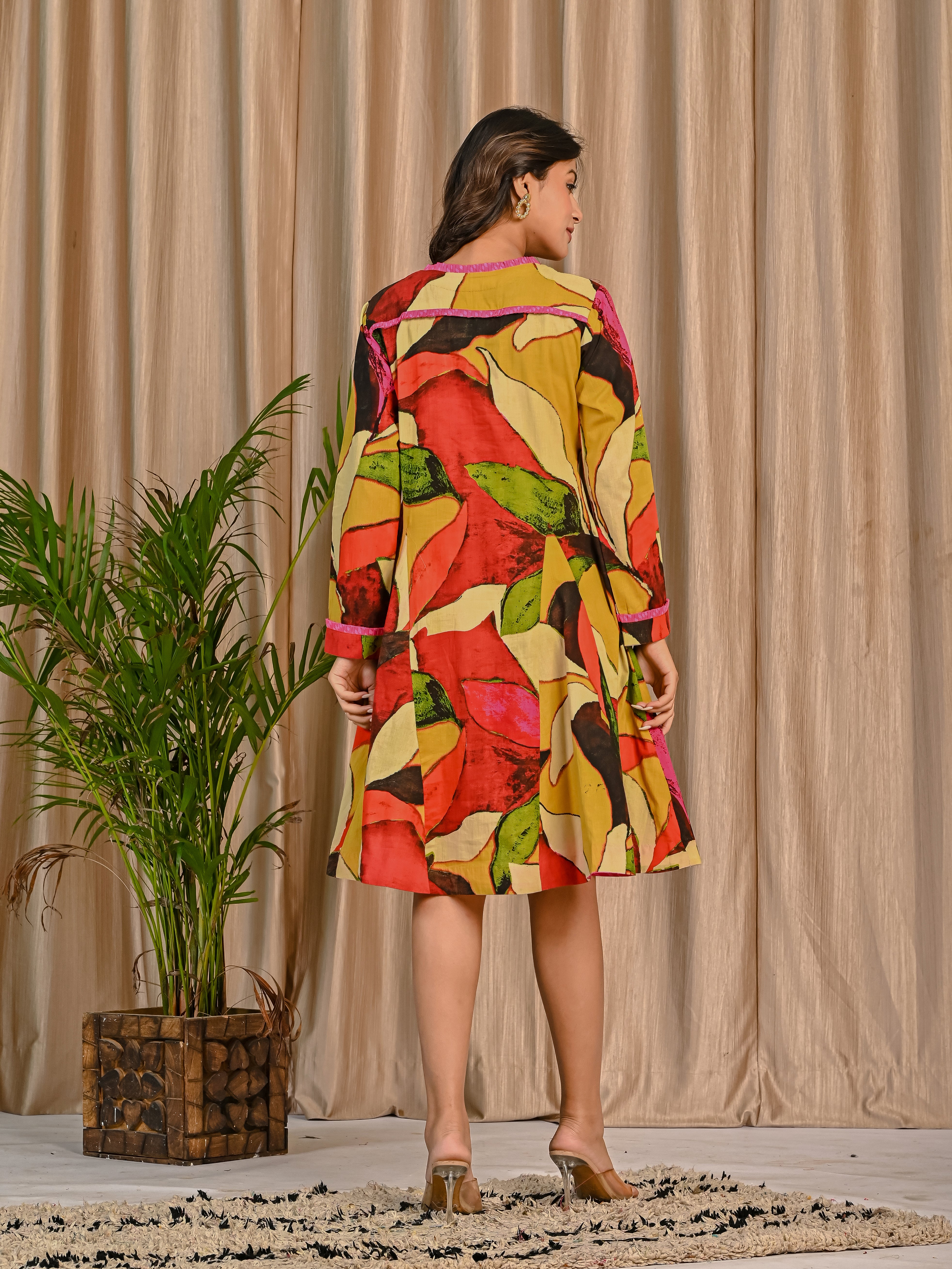 Printed dress with Traditional Lehariya