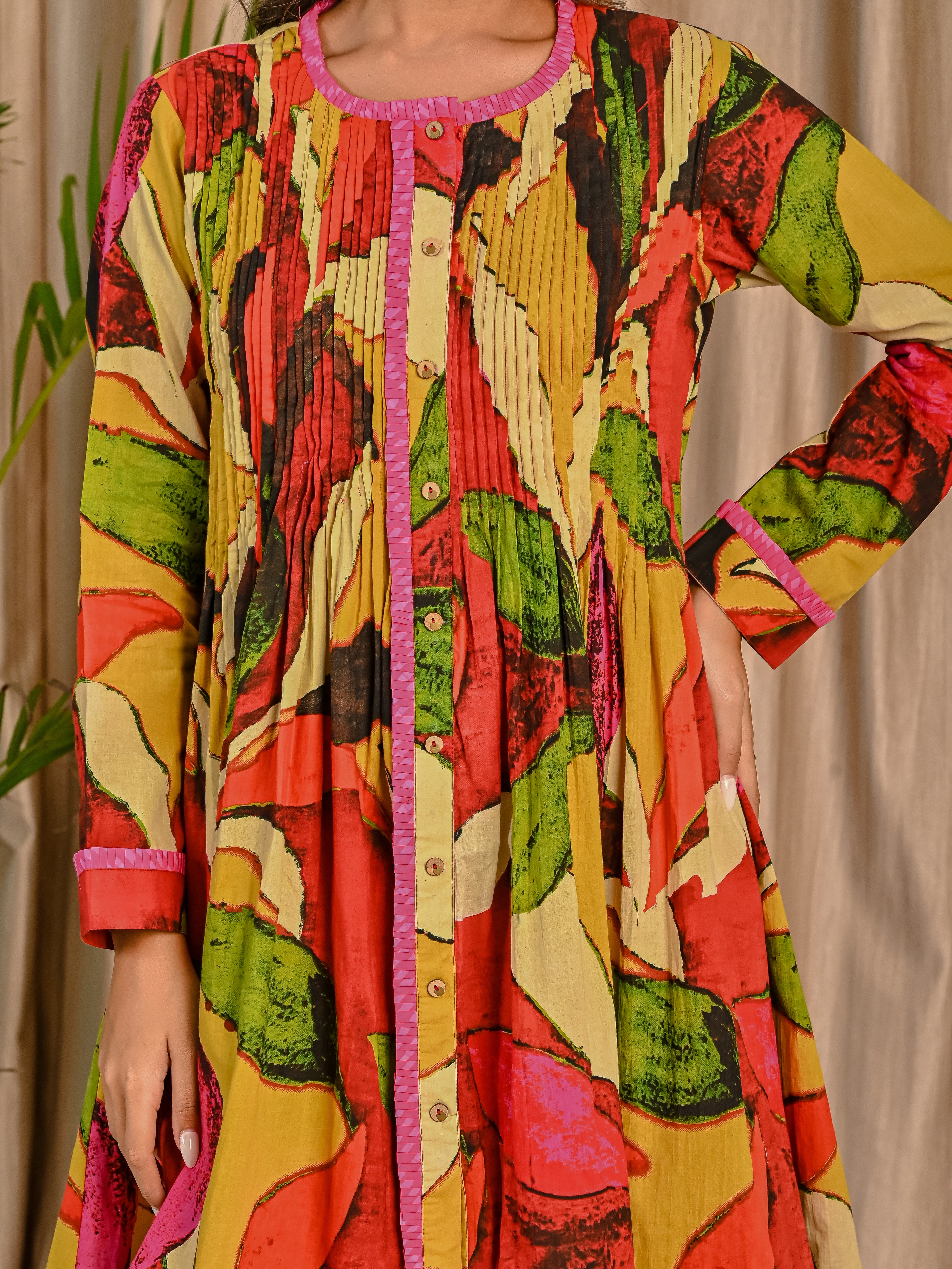 Printed dress with Traditional Lehariya