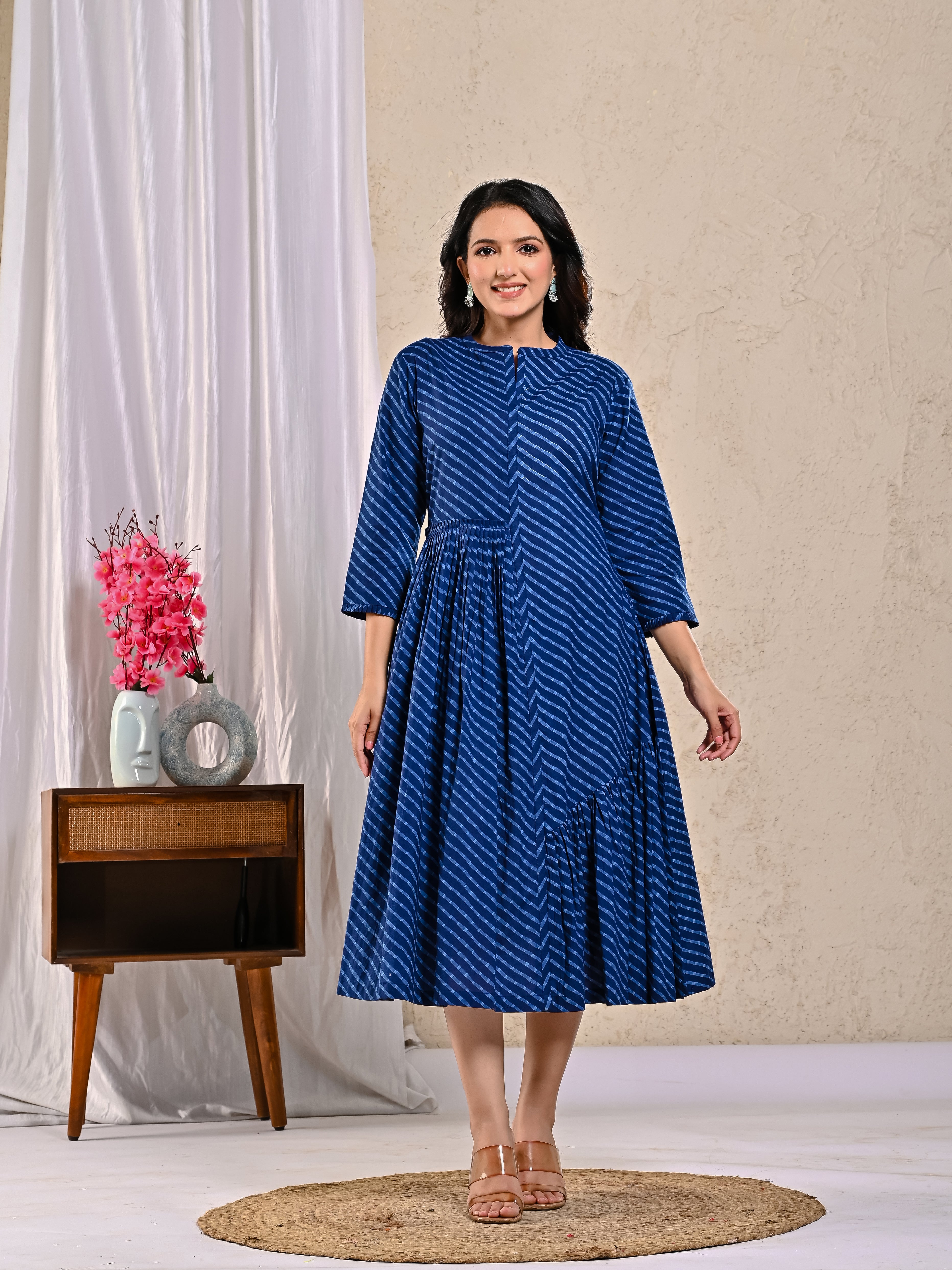 Navy Blue Leheriya Dress