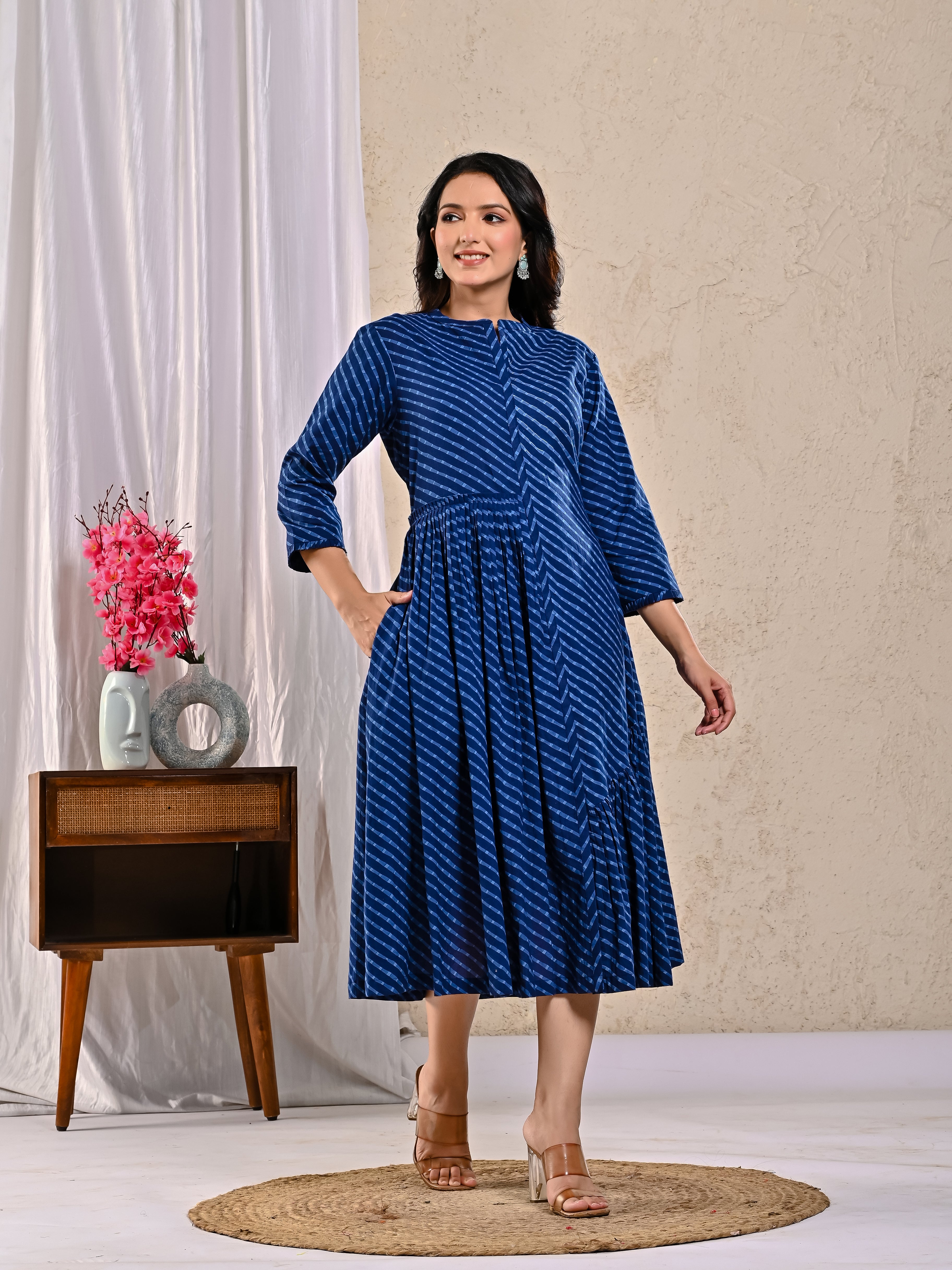 Navy Blue Leheriya Dress