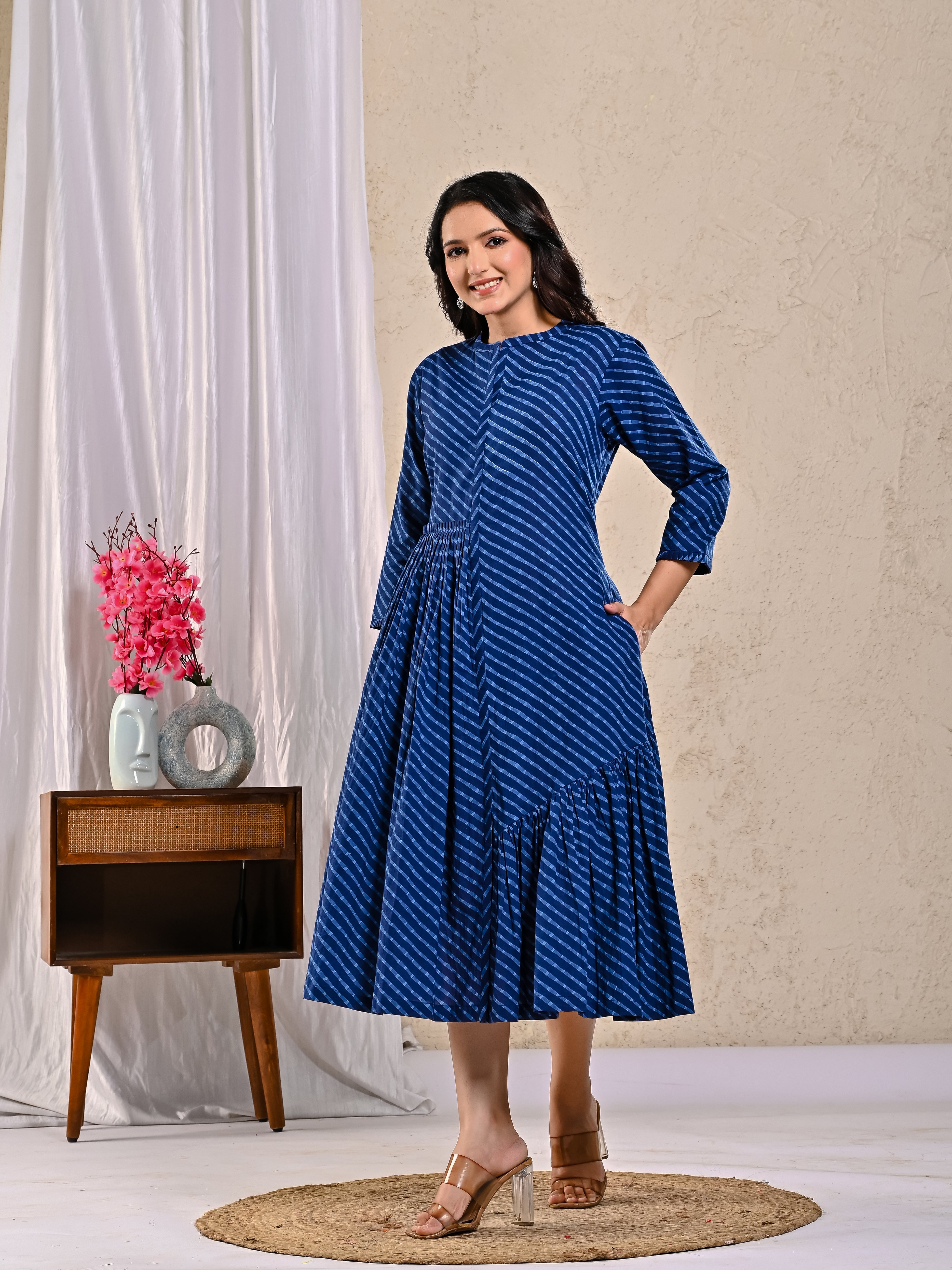 Navy Blue Leheriya Dress