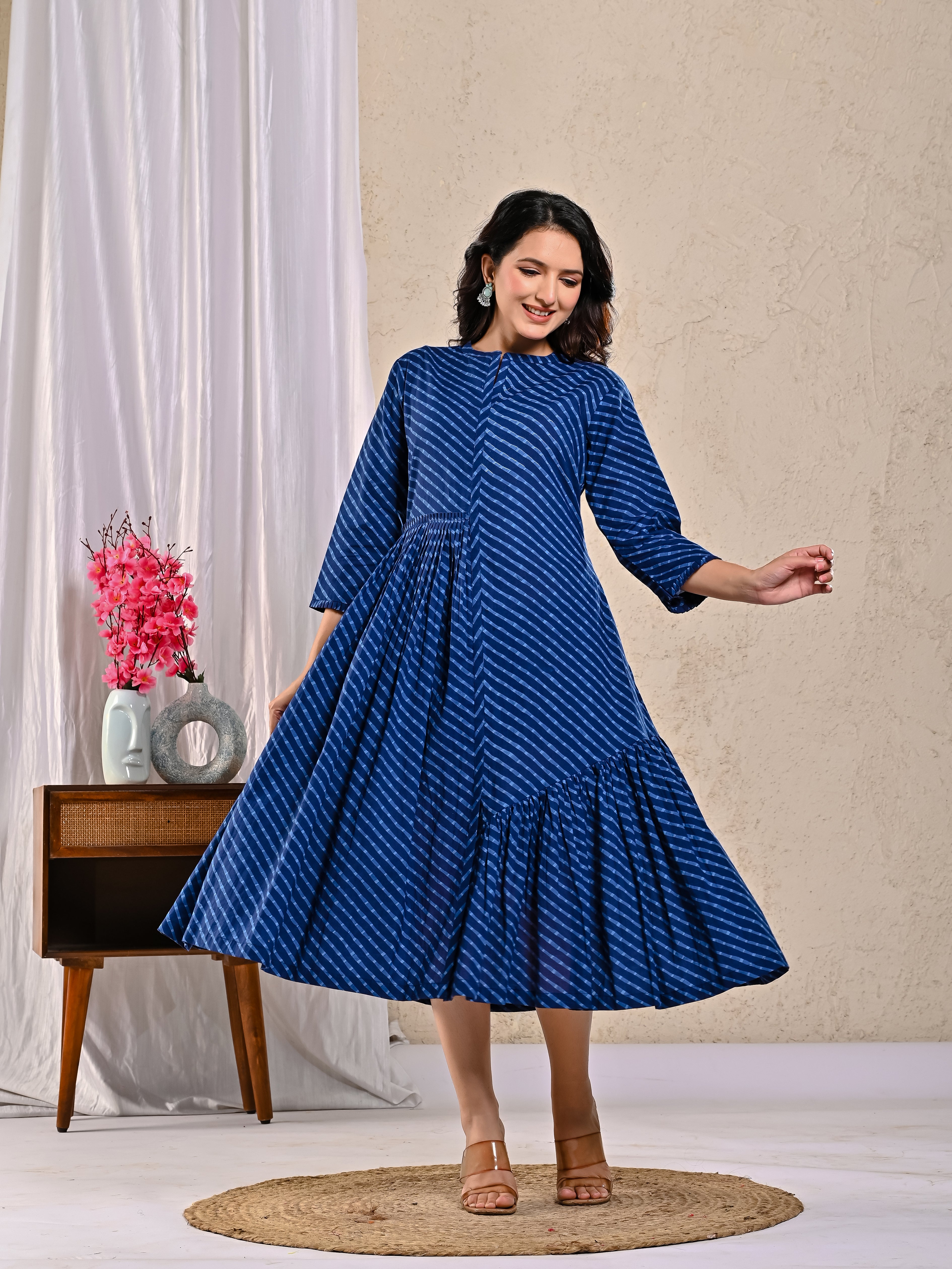 Navy Blue Leheriya Dress