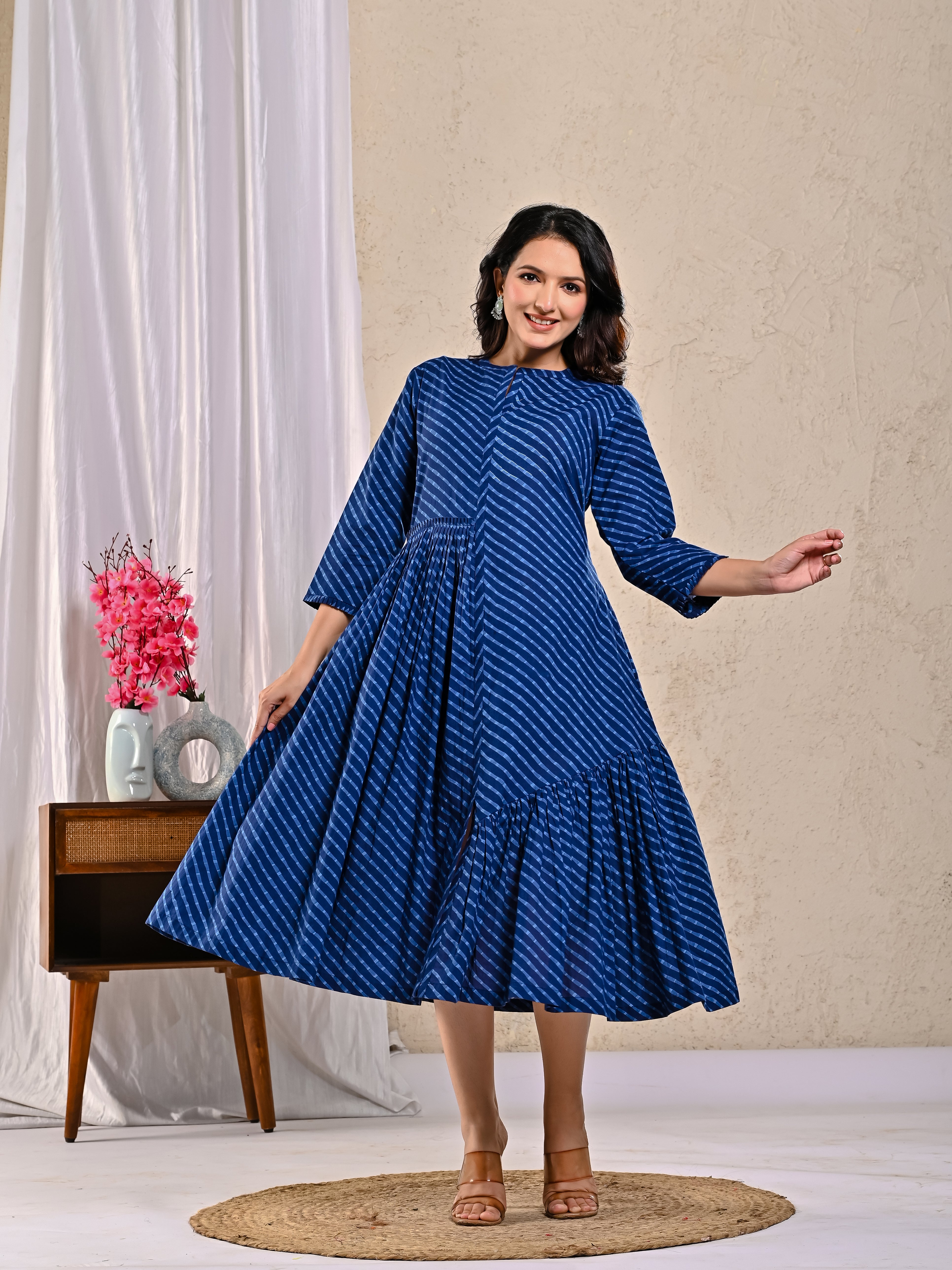 Navy Blue Leheriya Dress