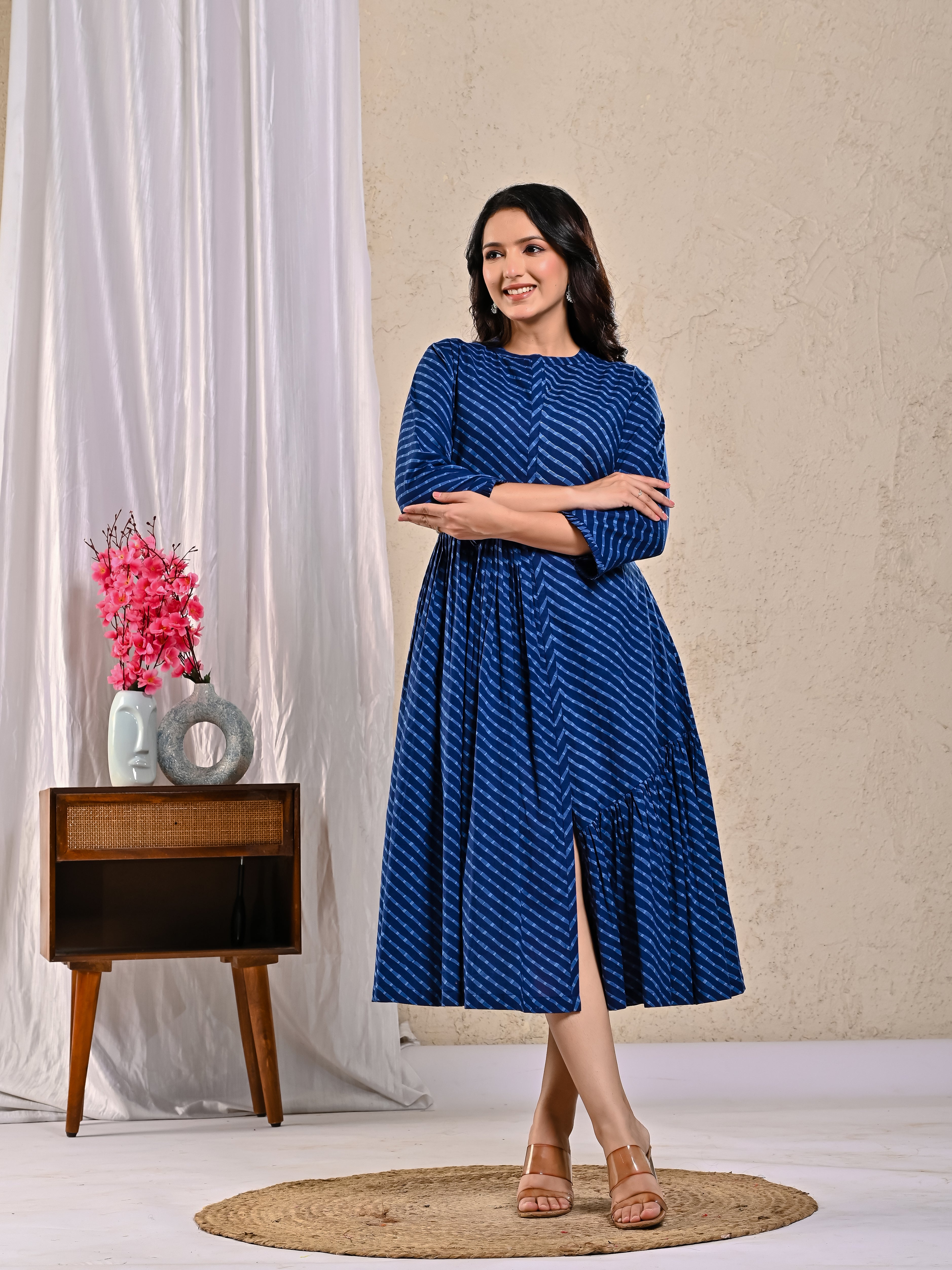Navy Blue Leheriya Dress
