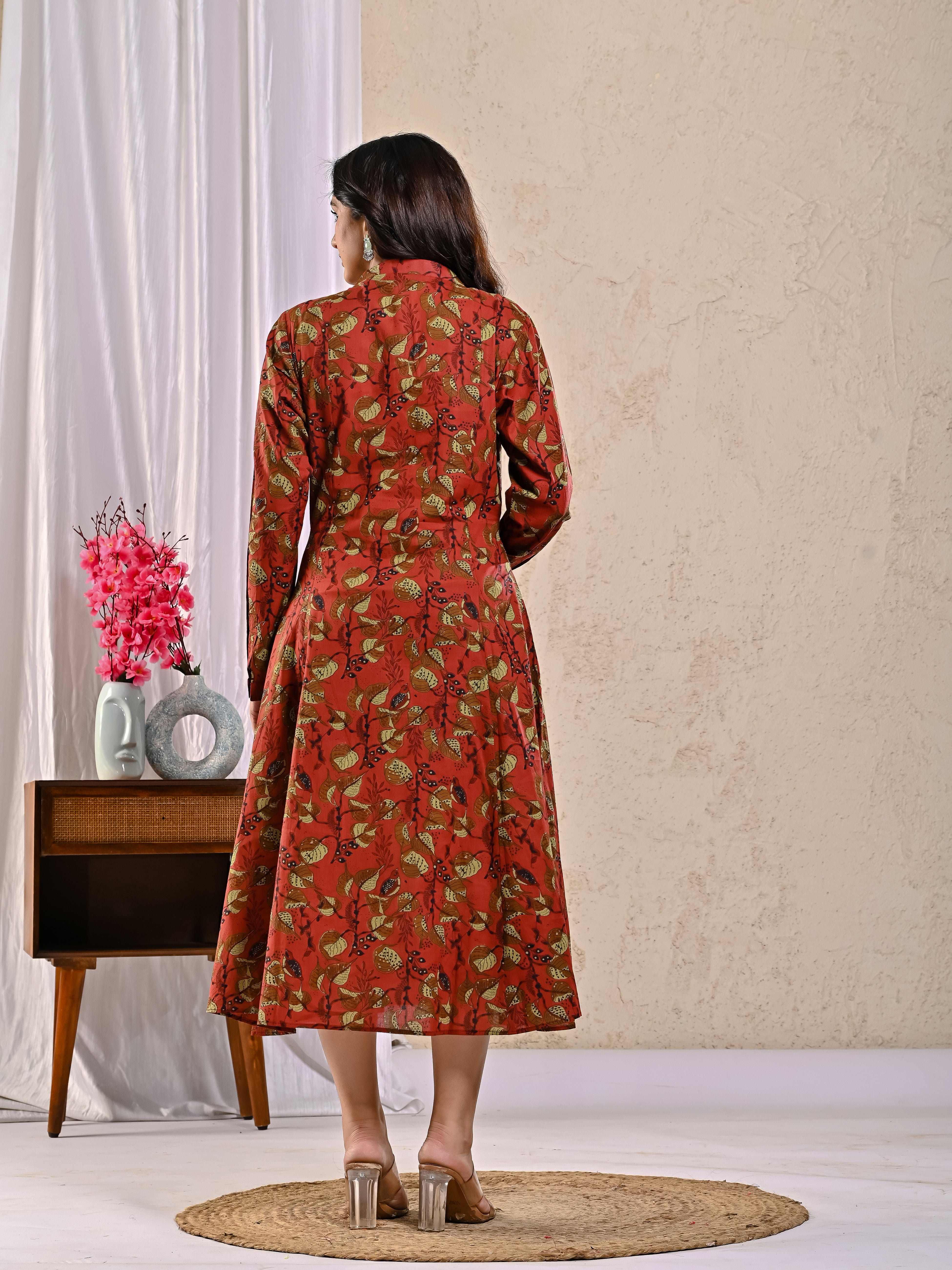 Kalamkari Middy Dress with mirrorwork