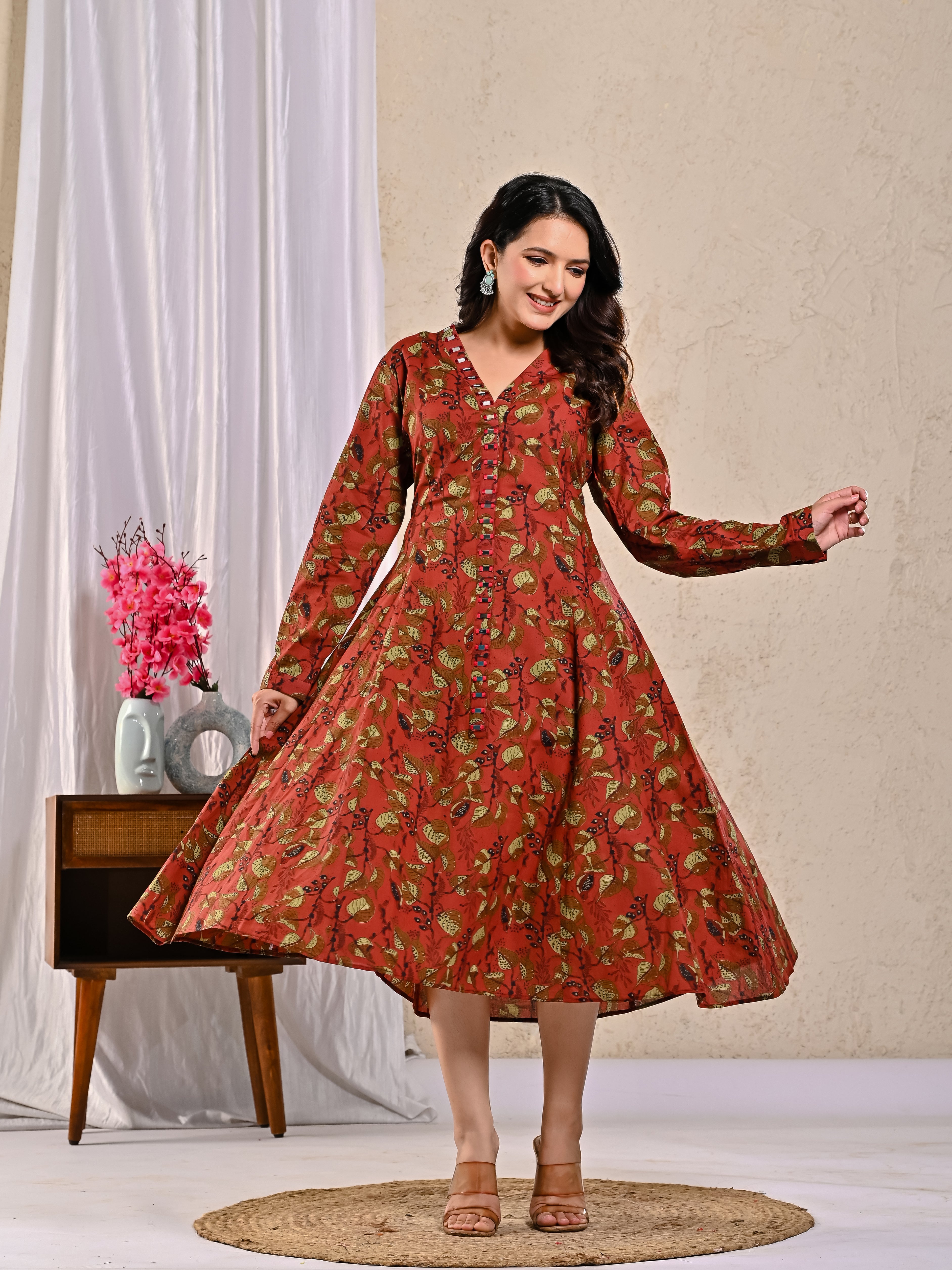 Kalamkari Middy Dress with mirrorwork