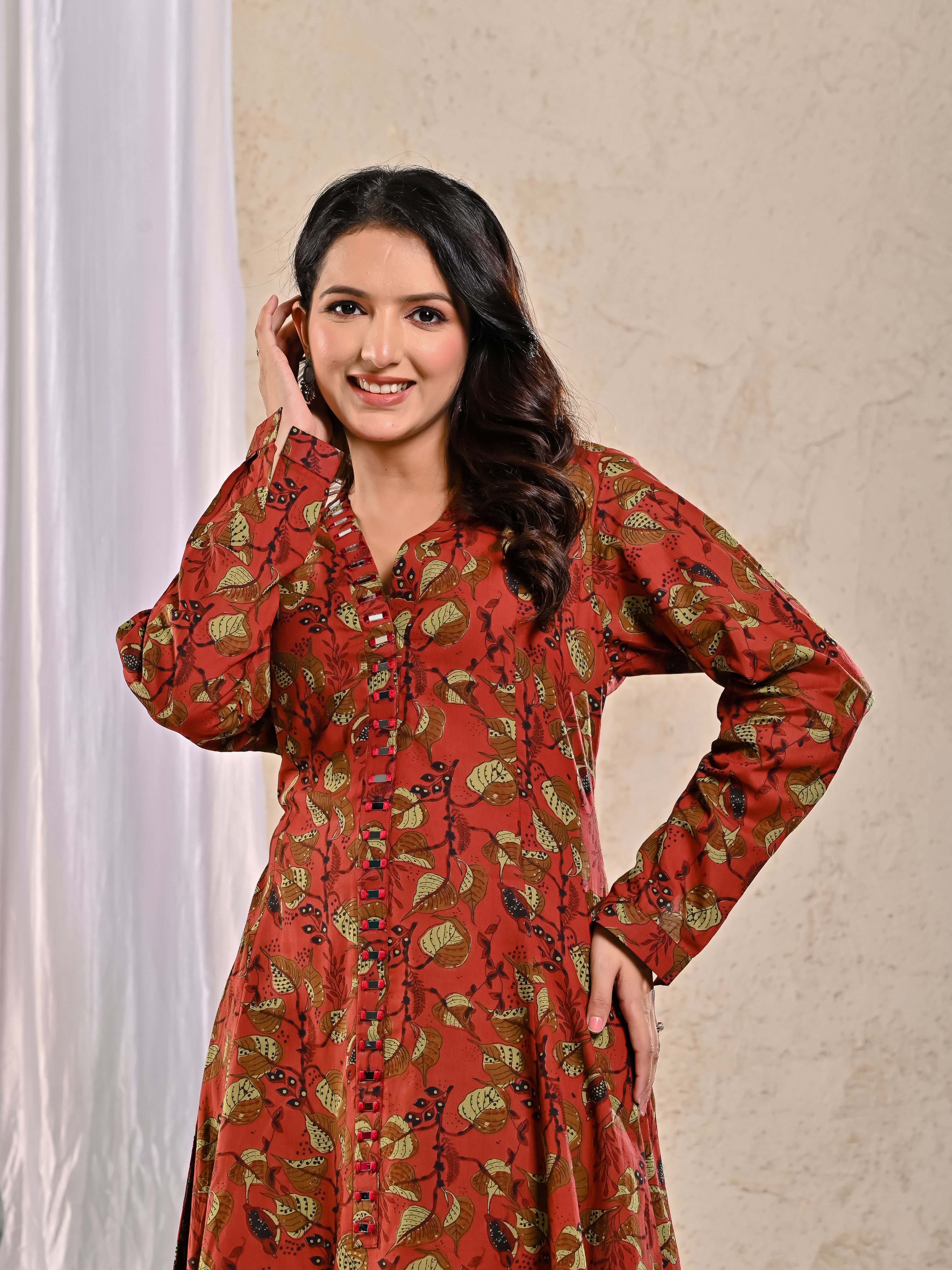 Kalamkari Middy Dress with mirrorwork