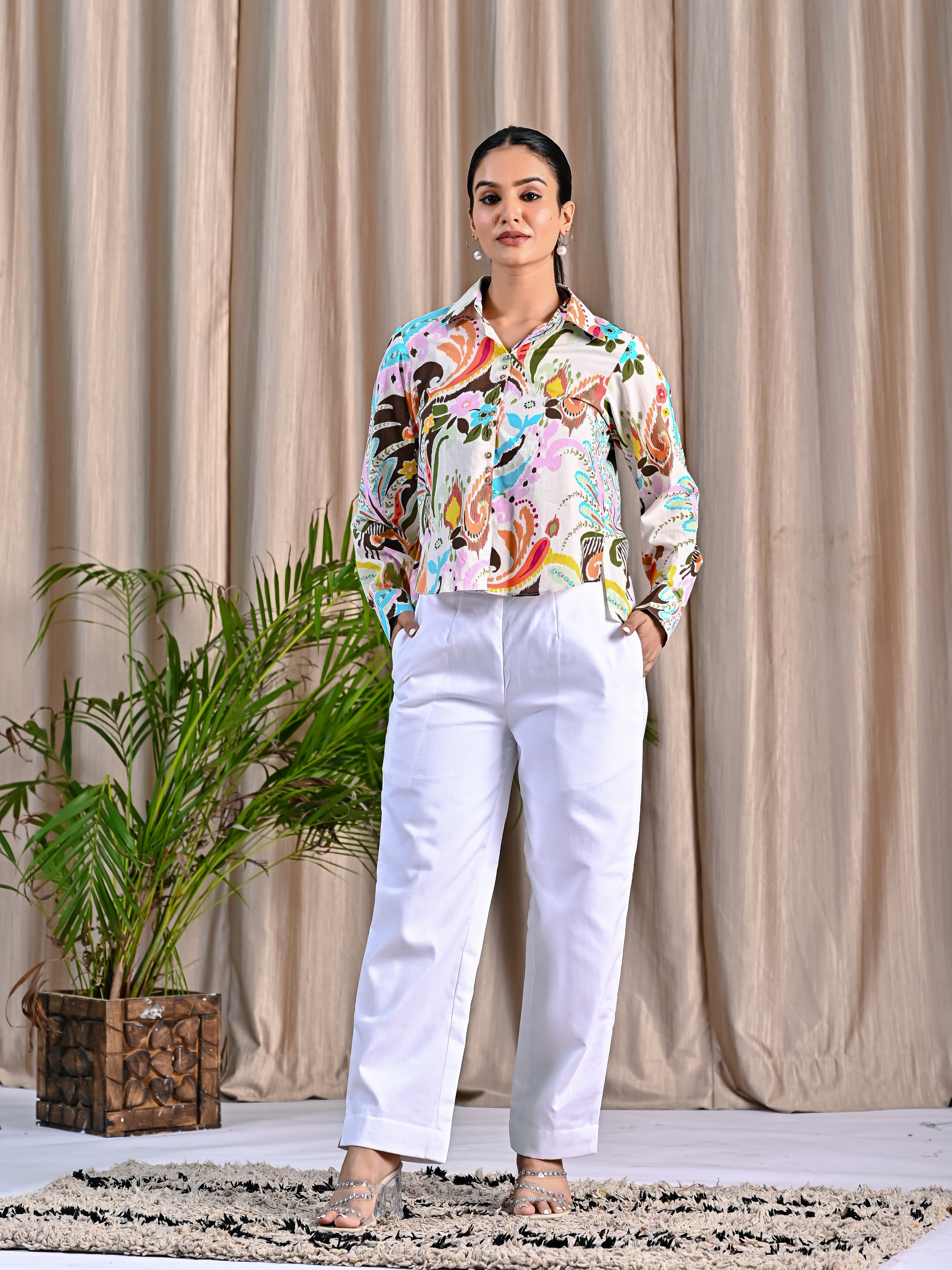 Printed Shirt With Khadi Pant