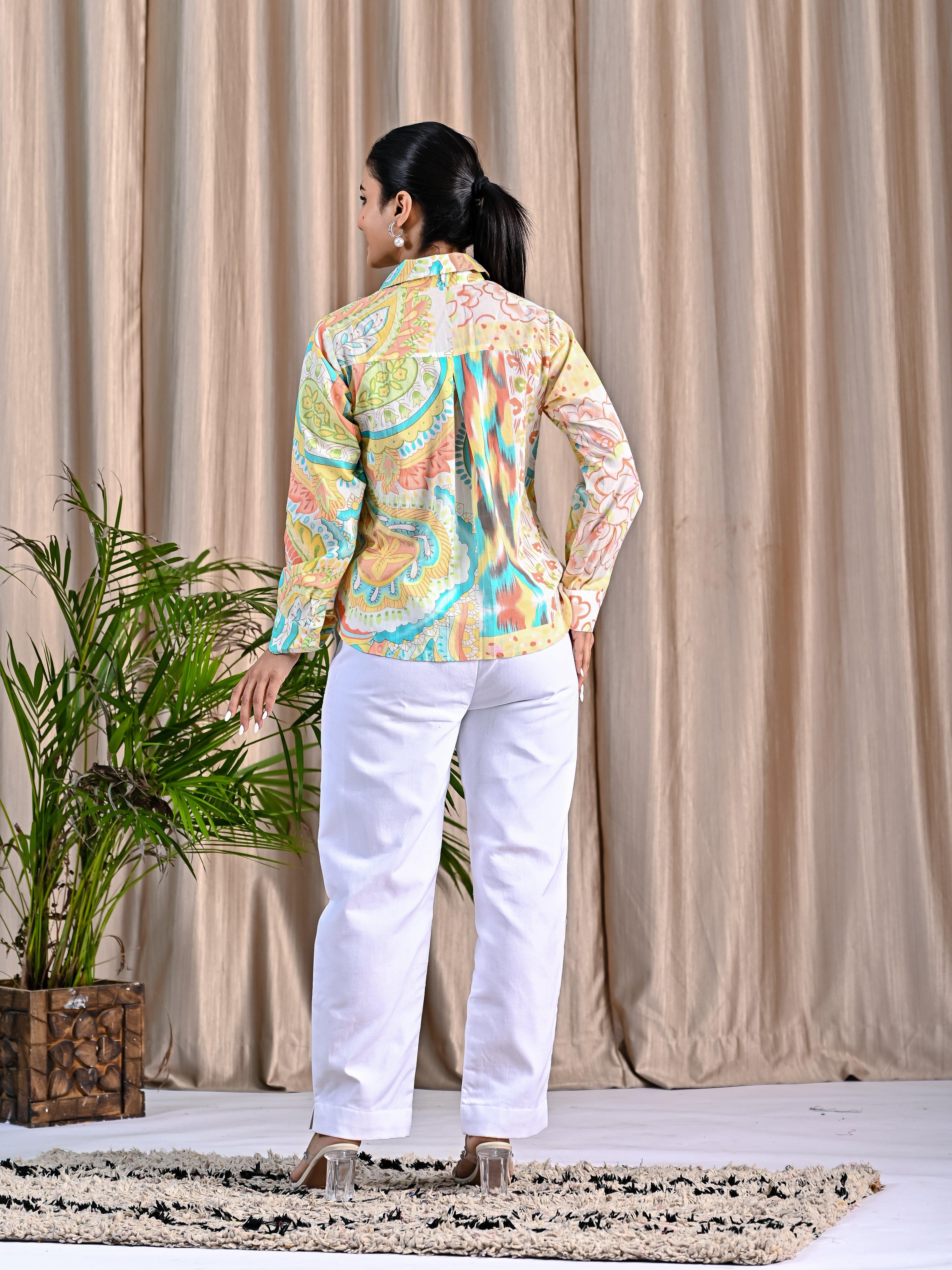 Cotton printed shirt with Khadi pant