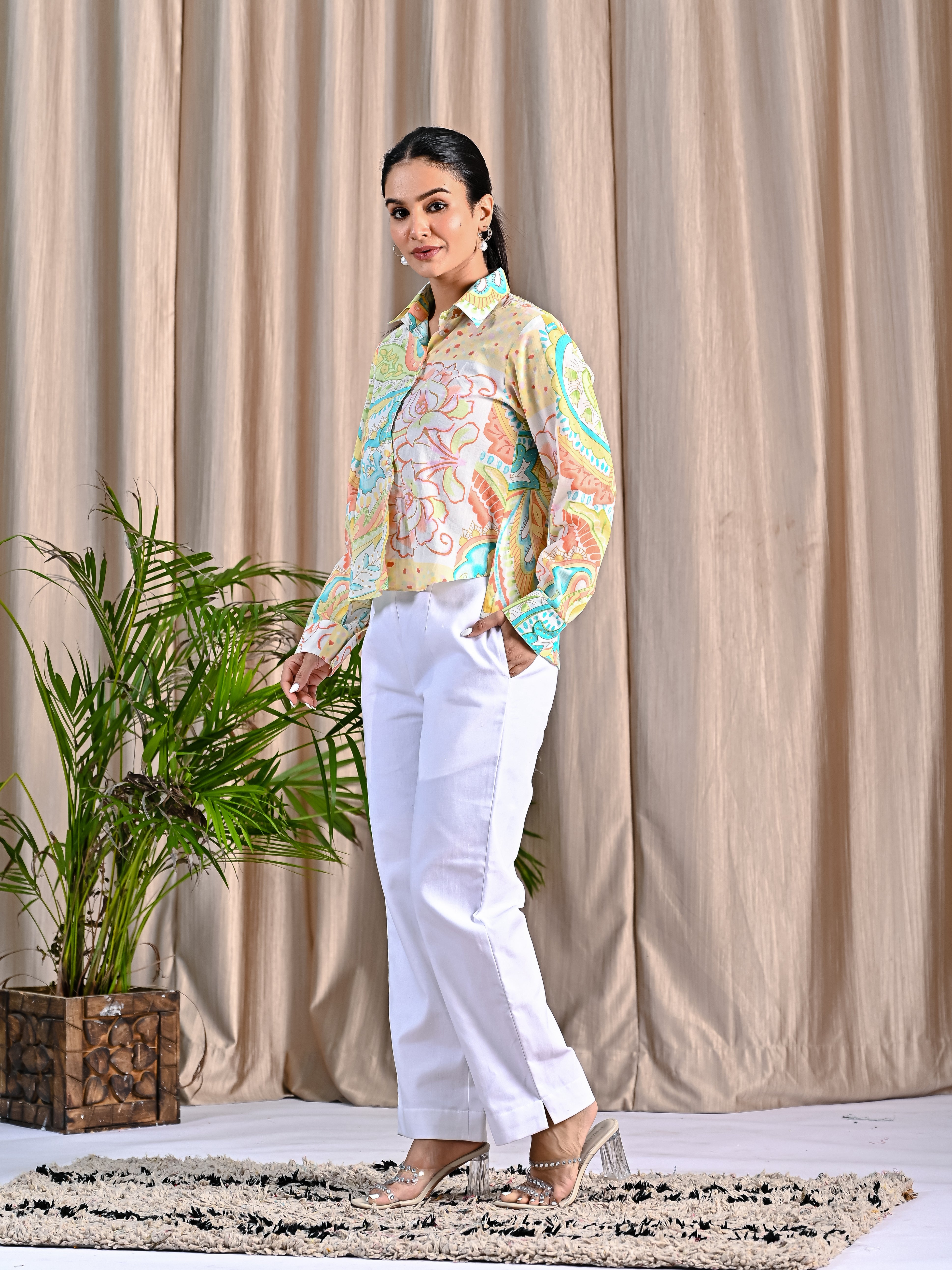 Cotton printed shirt with Khadi pant