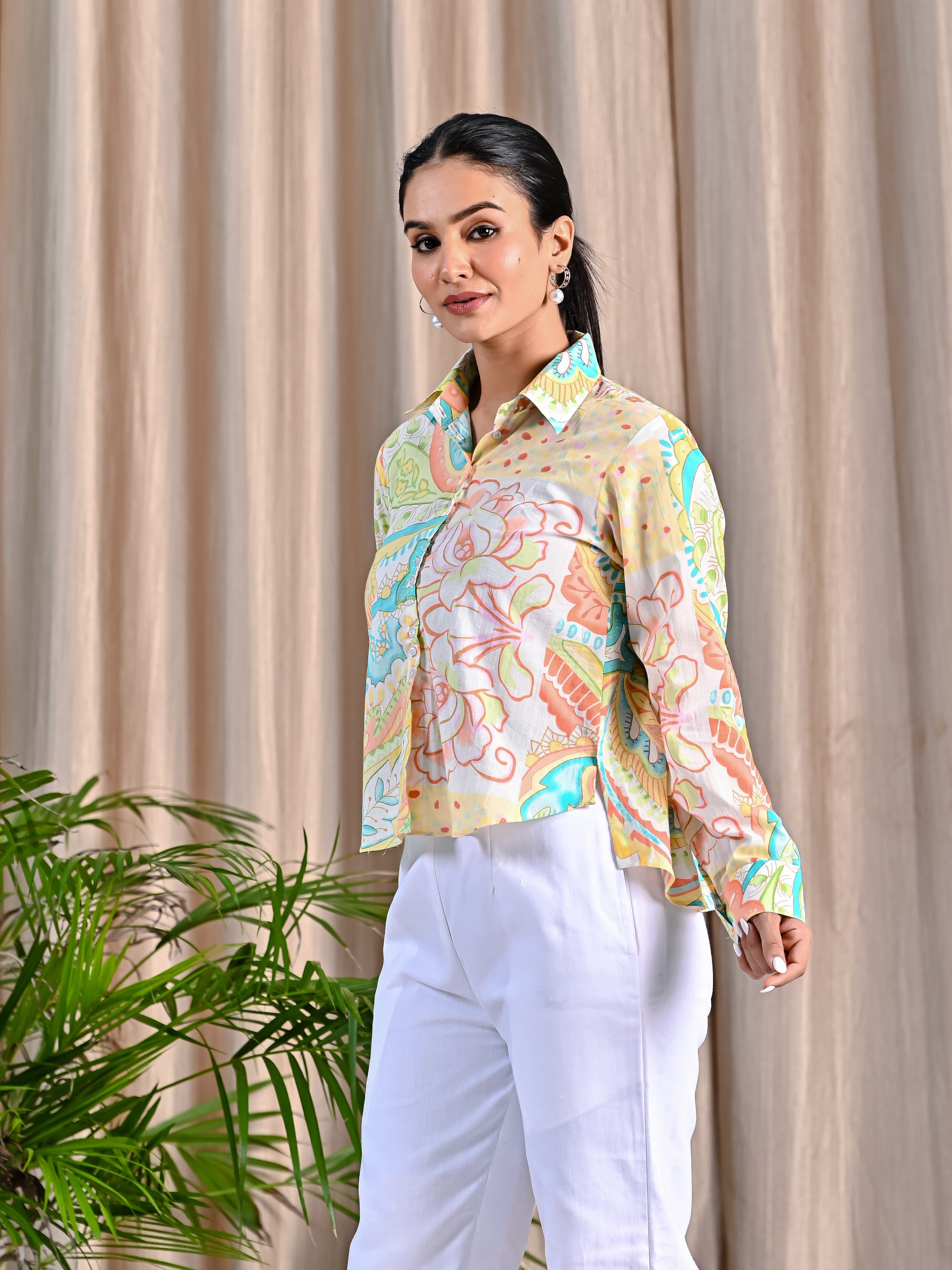 Cotton printed shirt with Khadi pant