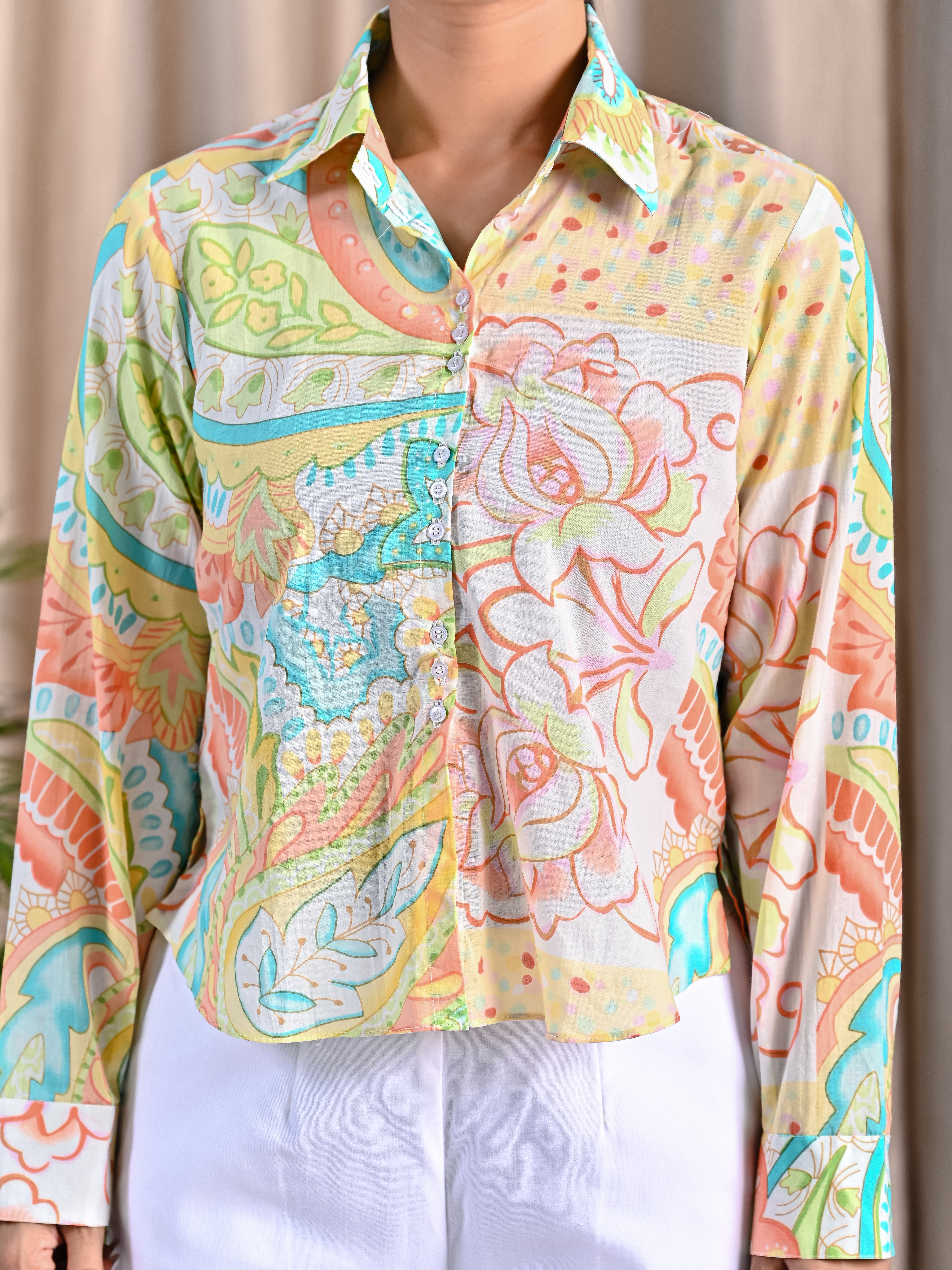 Cotton printed shirt with Khadi pant