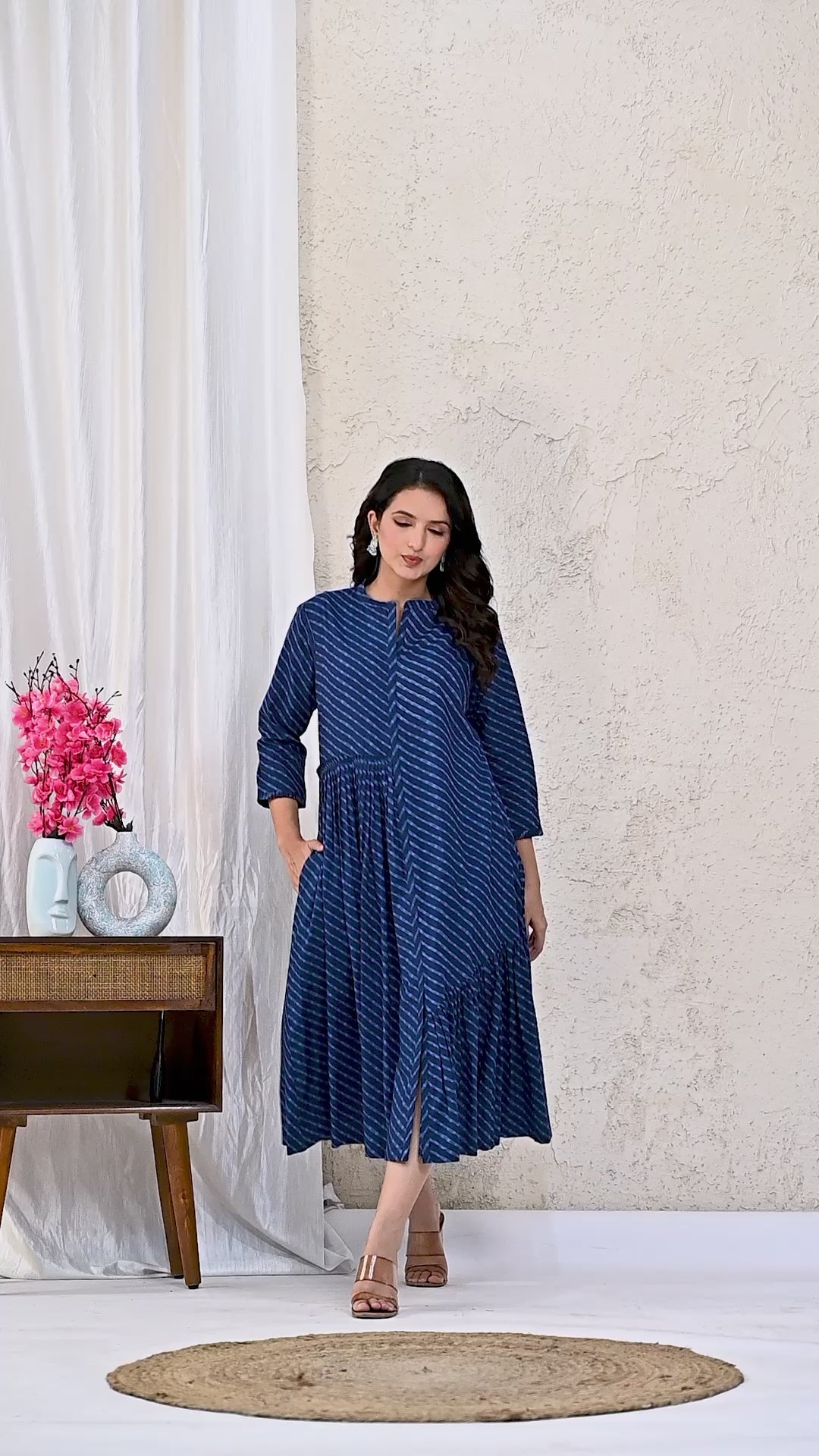 Navy Blue Leheriya Dress
