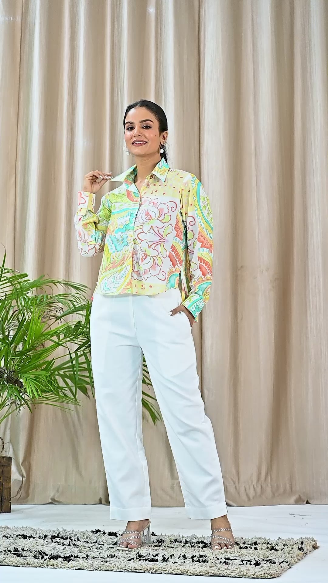 Cotton printed shirt with Khadi pant