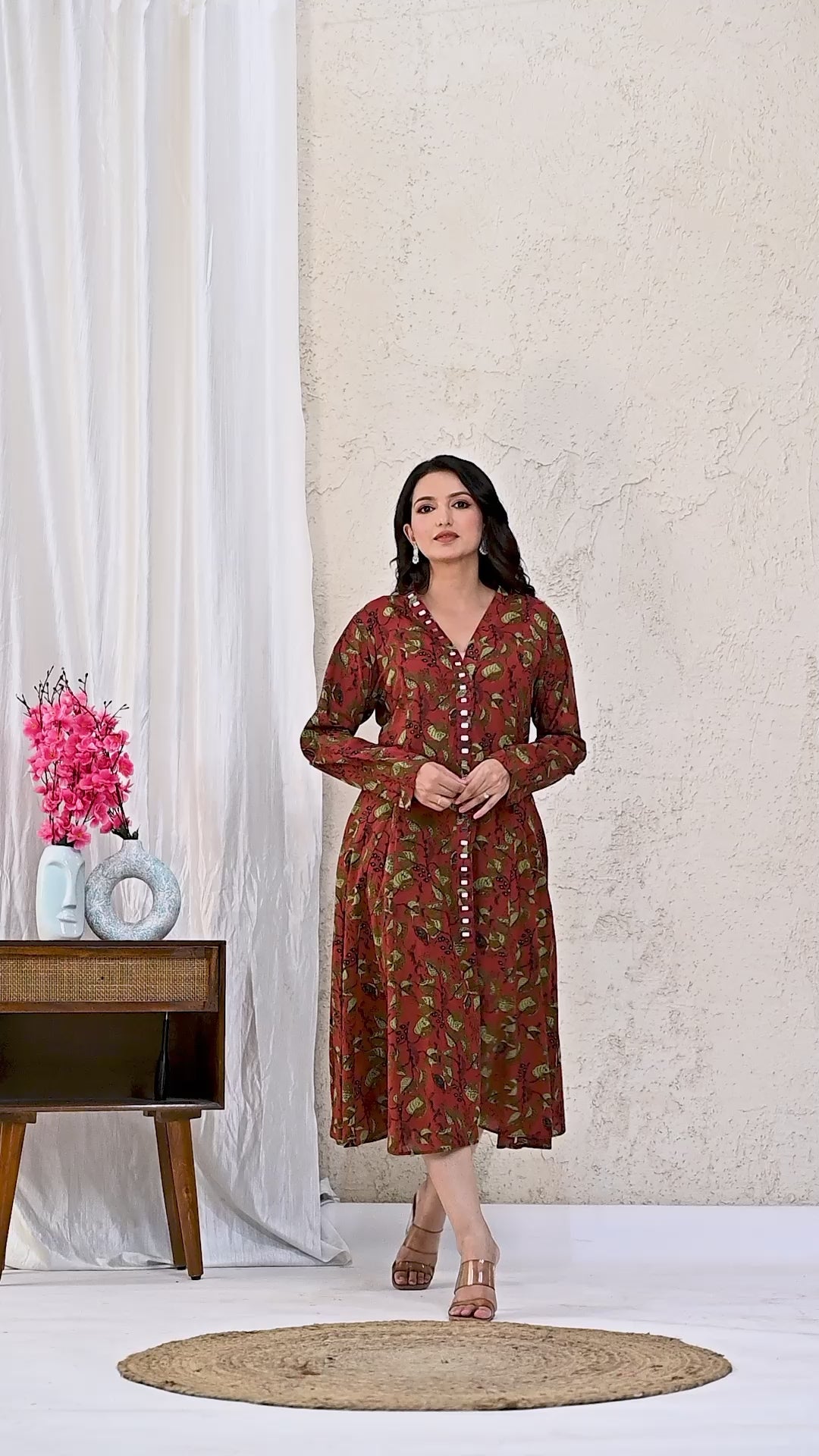 Kalamkari Middy Dress with mirrorwork