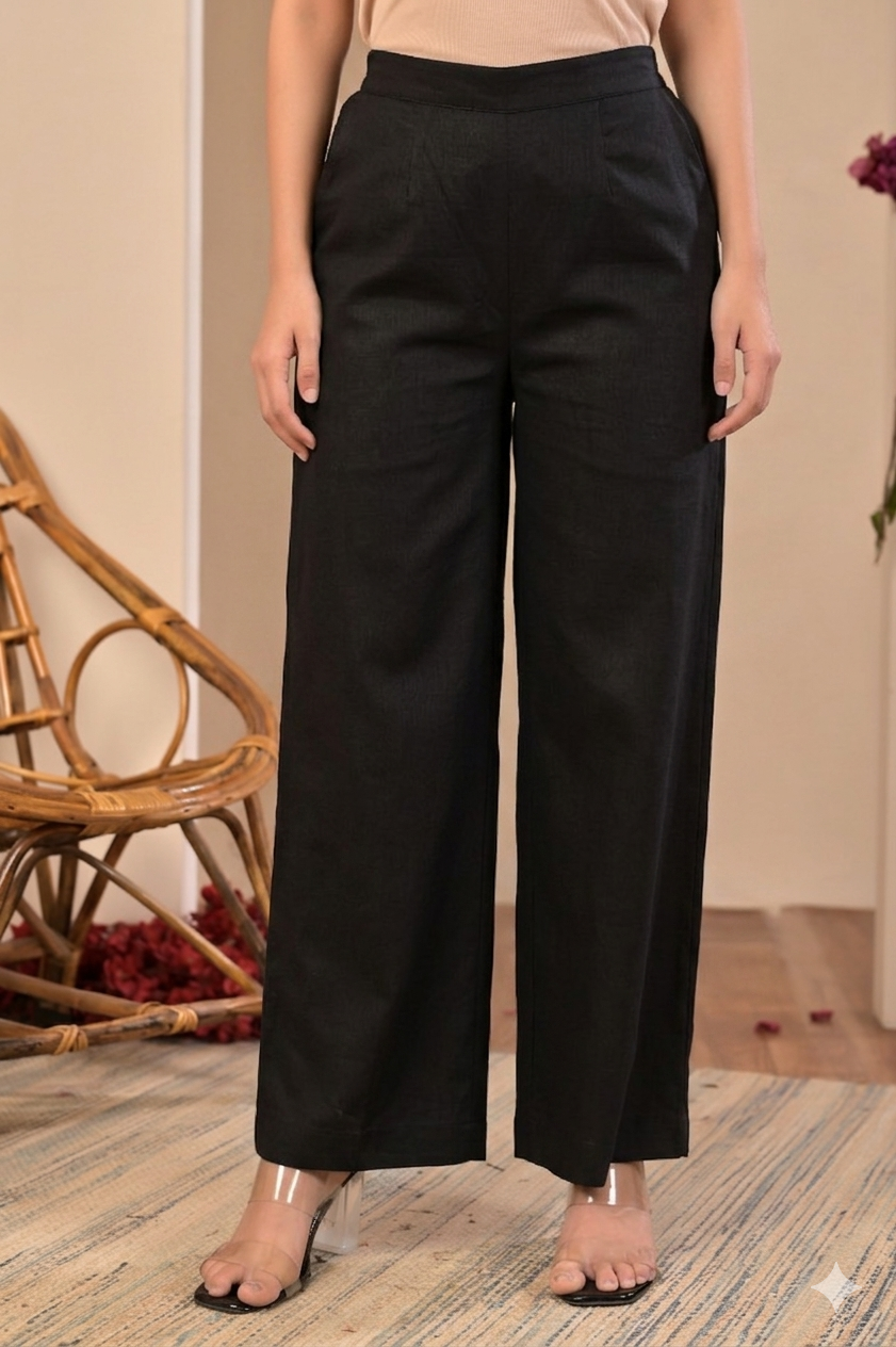 Solid Flax Pants - Black