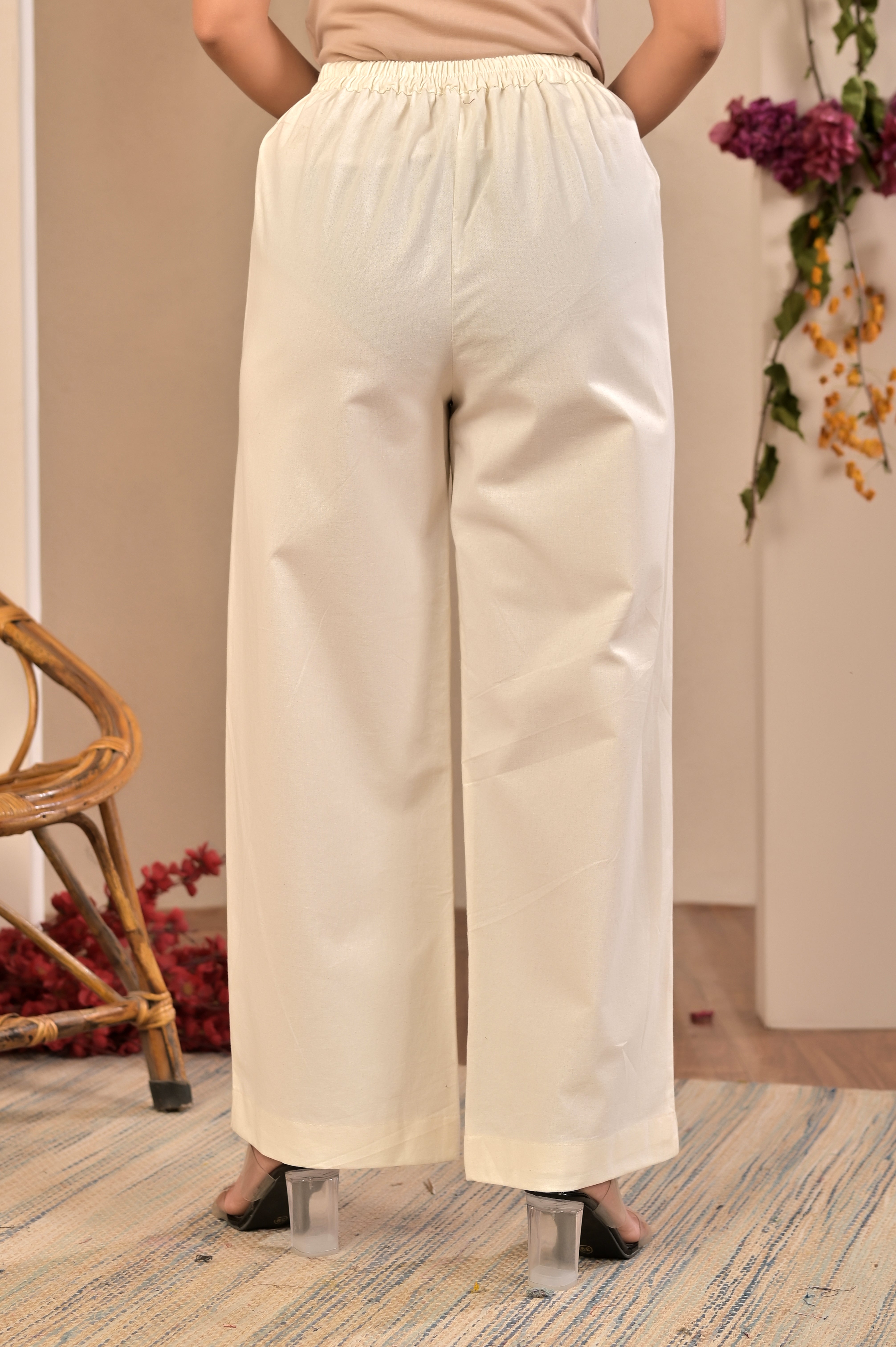 Solid Flax Pants - White