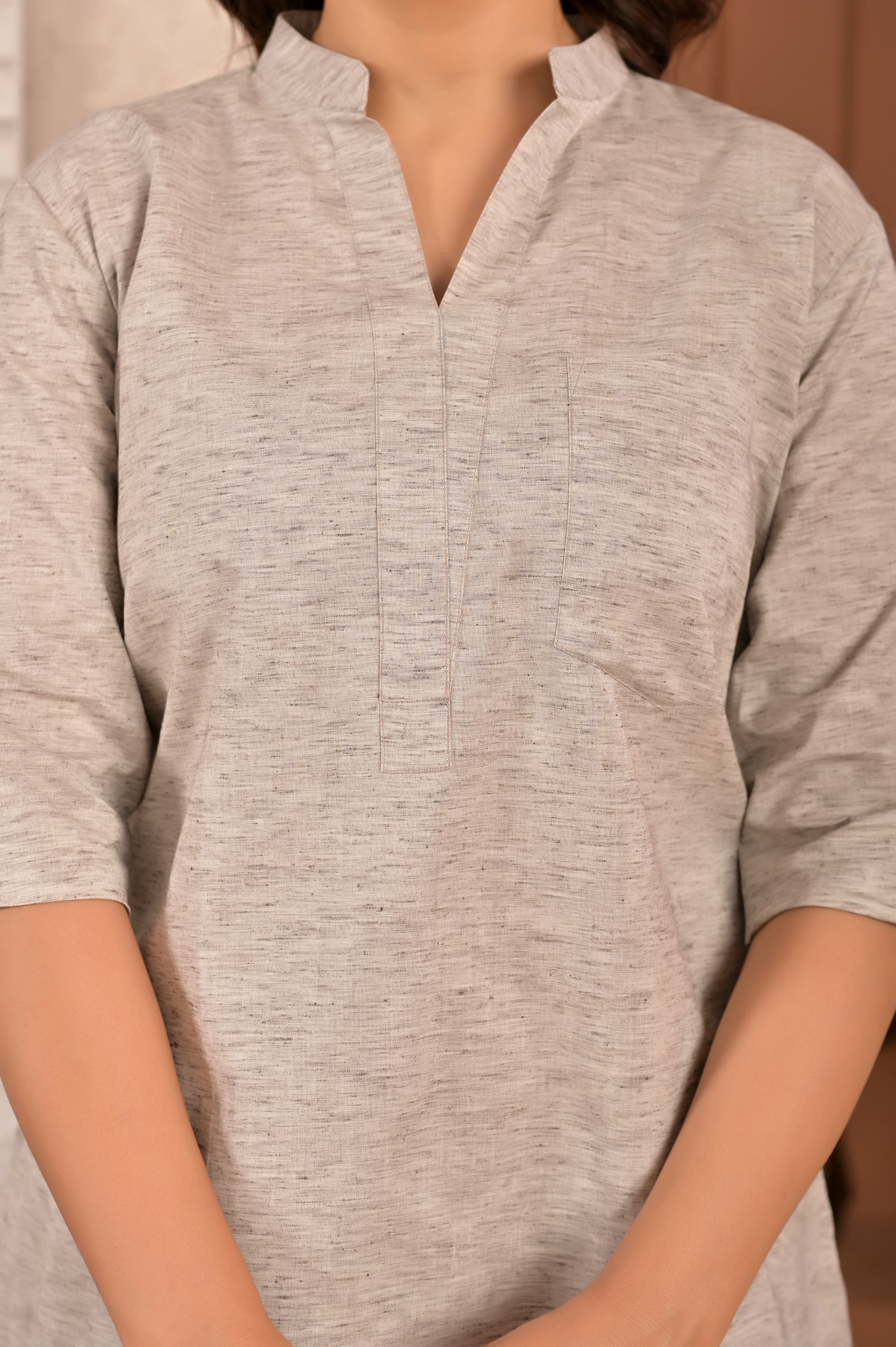 Cloud Grey Premium Khadi Cotton Co Ord Set for Women