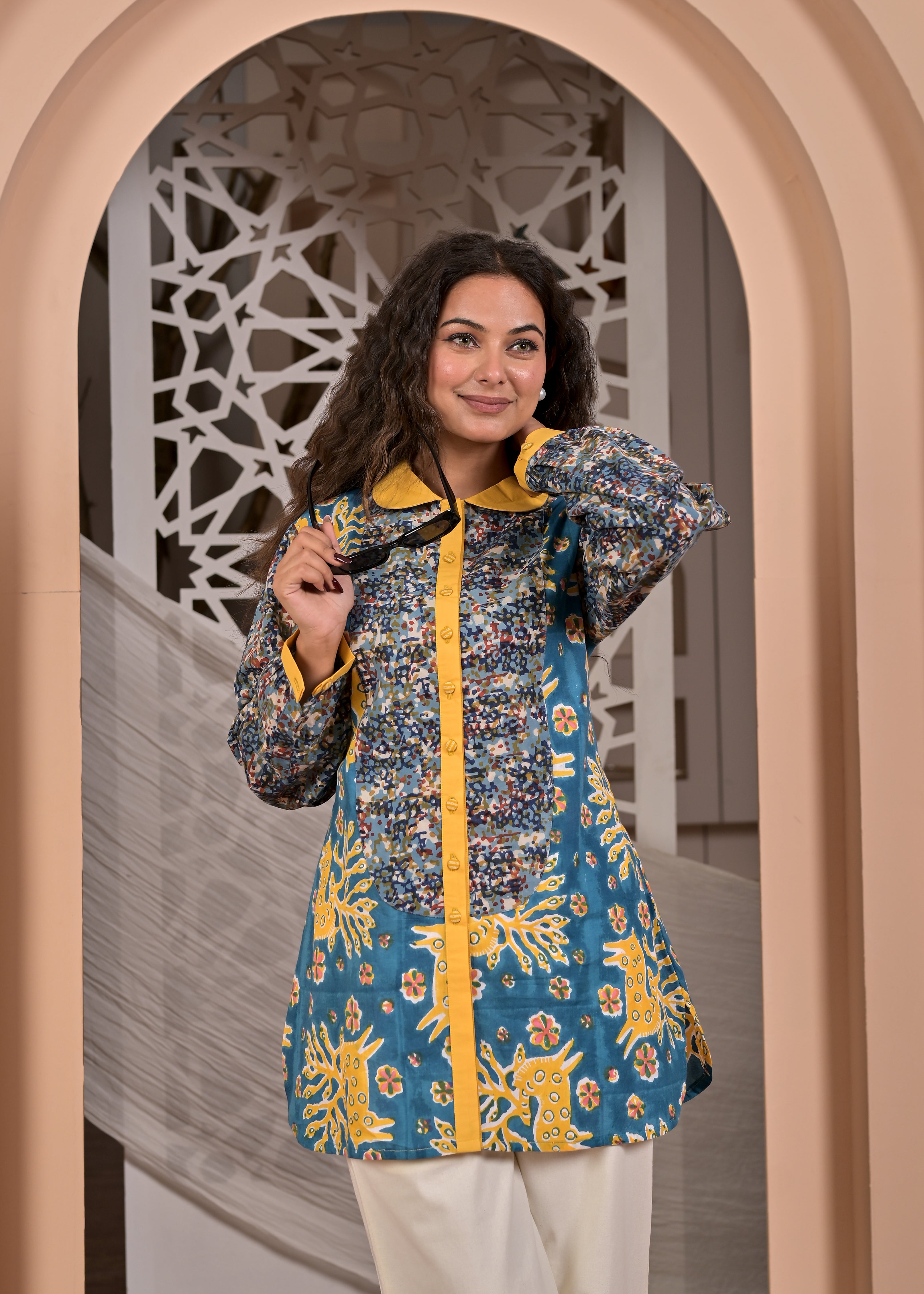 Full Sleeve Jamdani Block Shirt