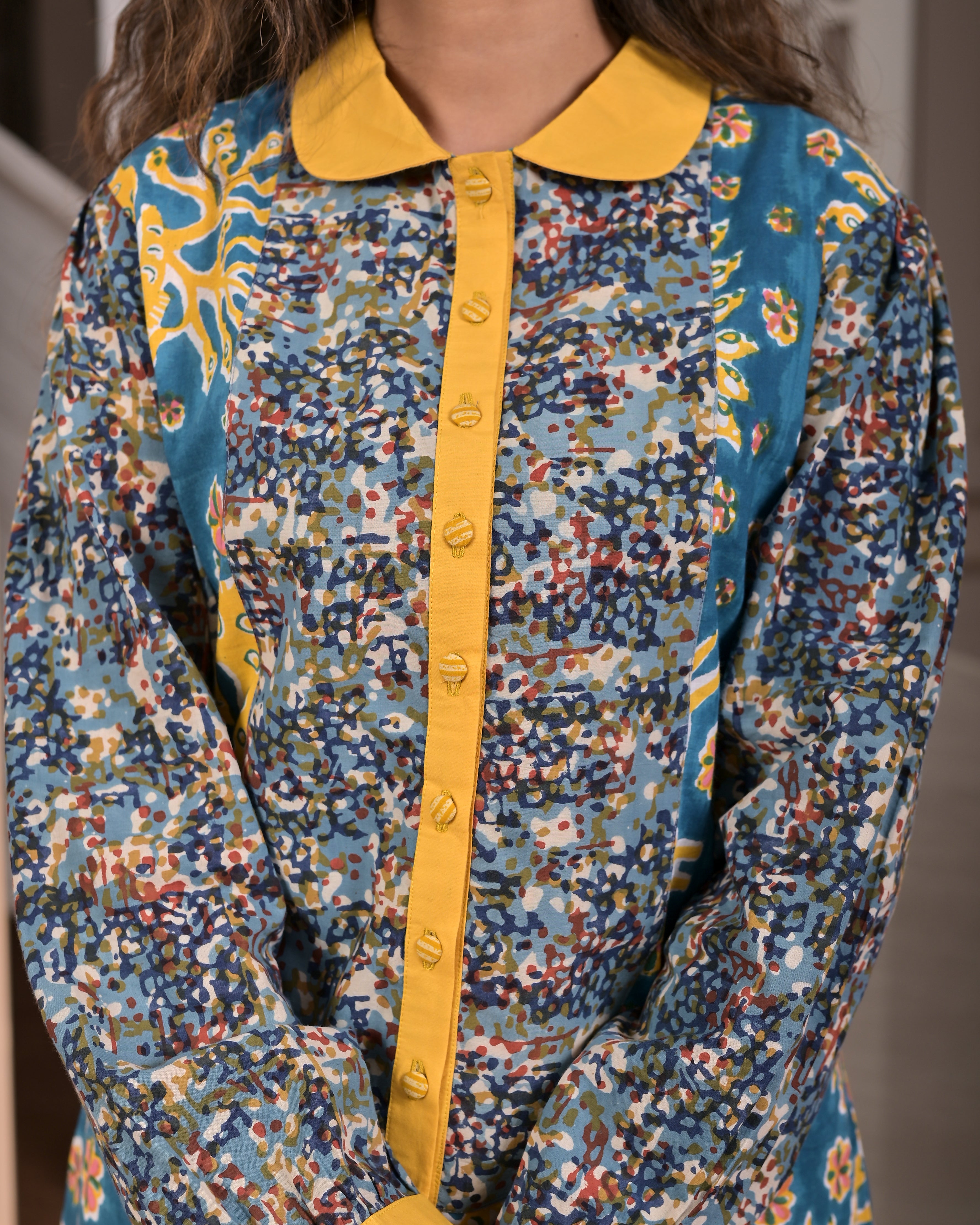 Full Sleeve Jamdani Block Shirt