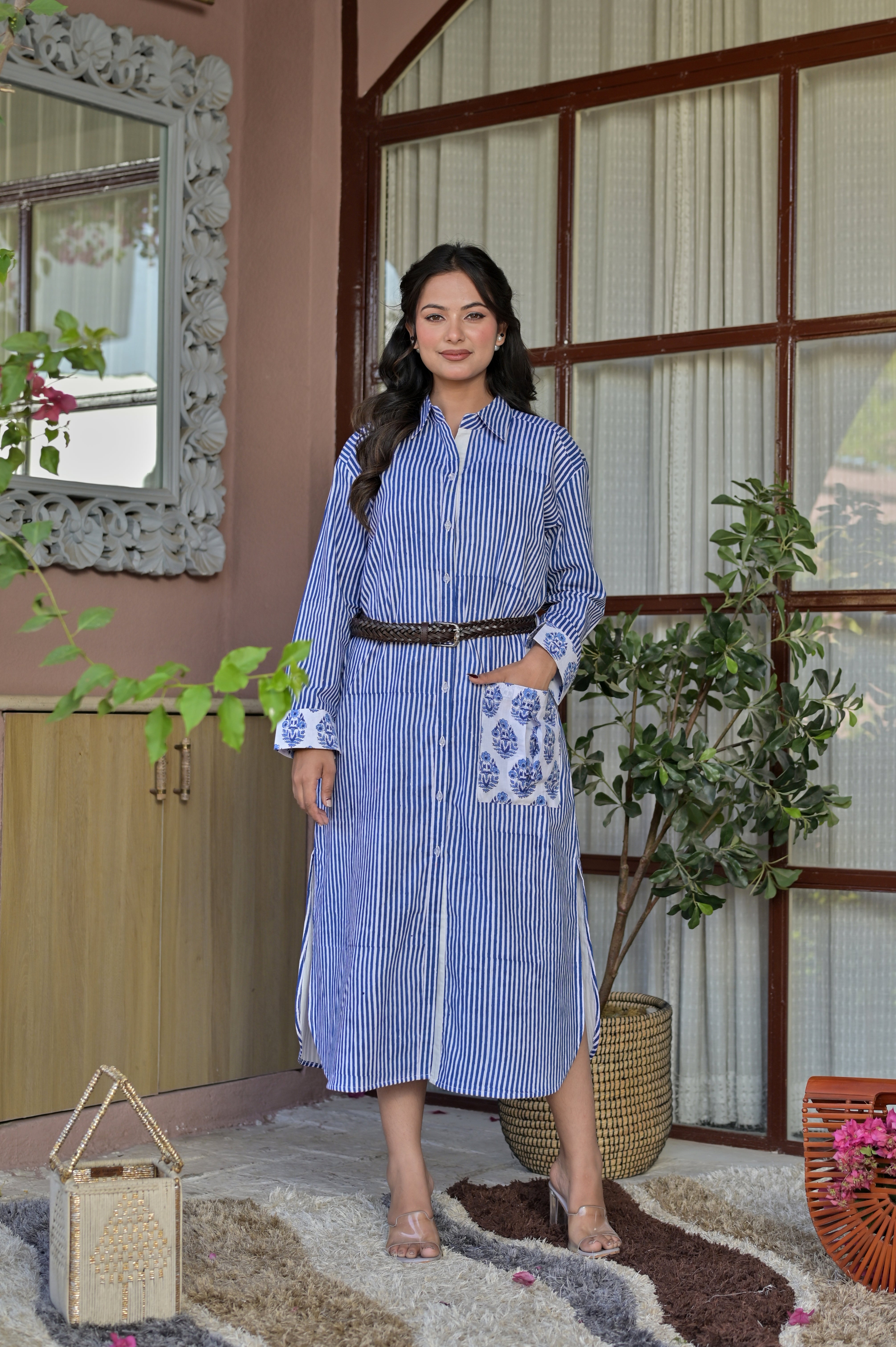 The Riviera Pinstripe Shirtdress