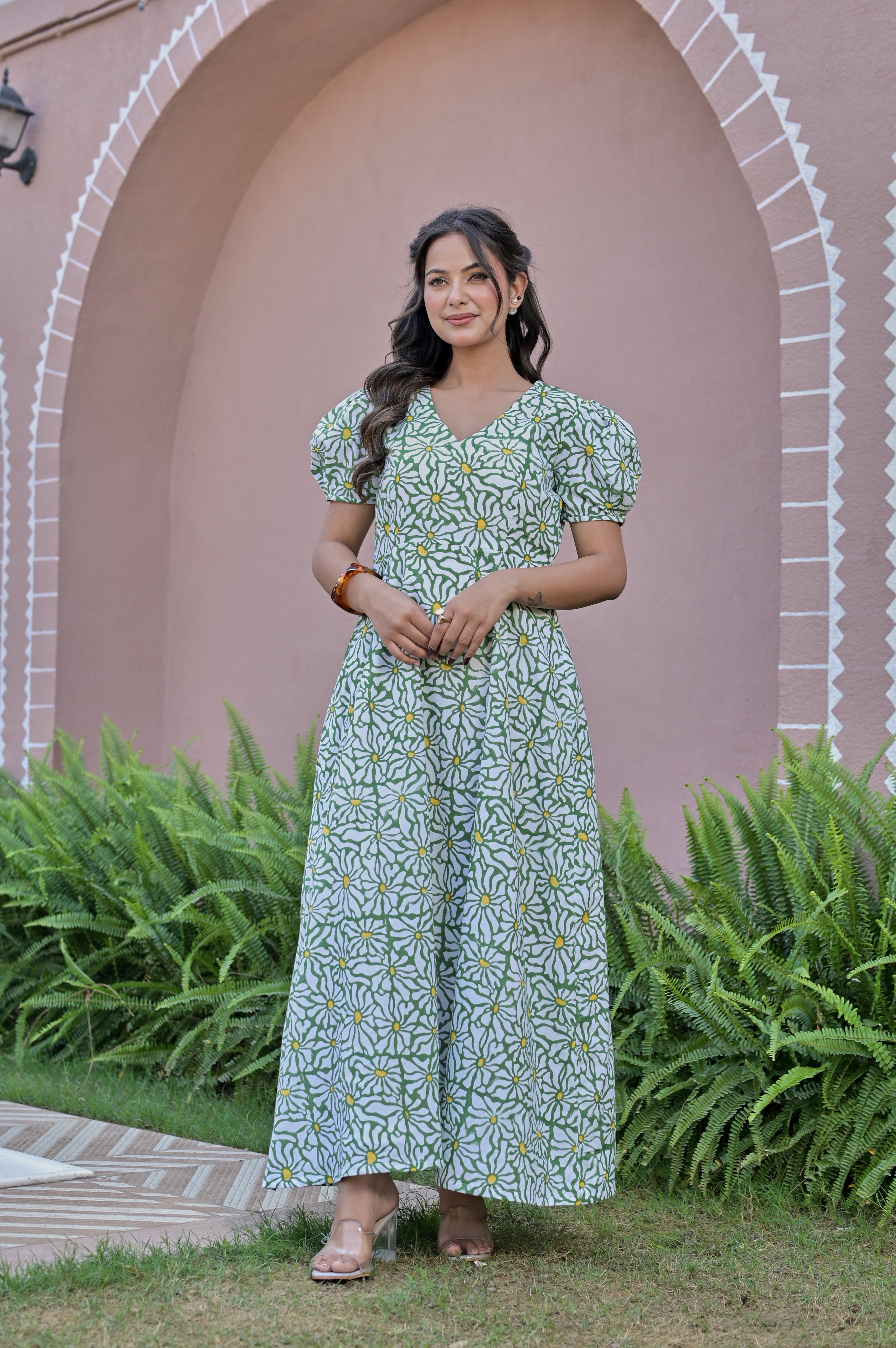 The Emerald Garden Midi: A lush, vibrant green with a classic silhouette