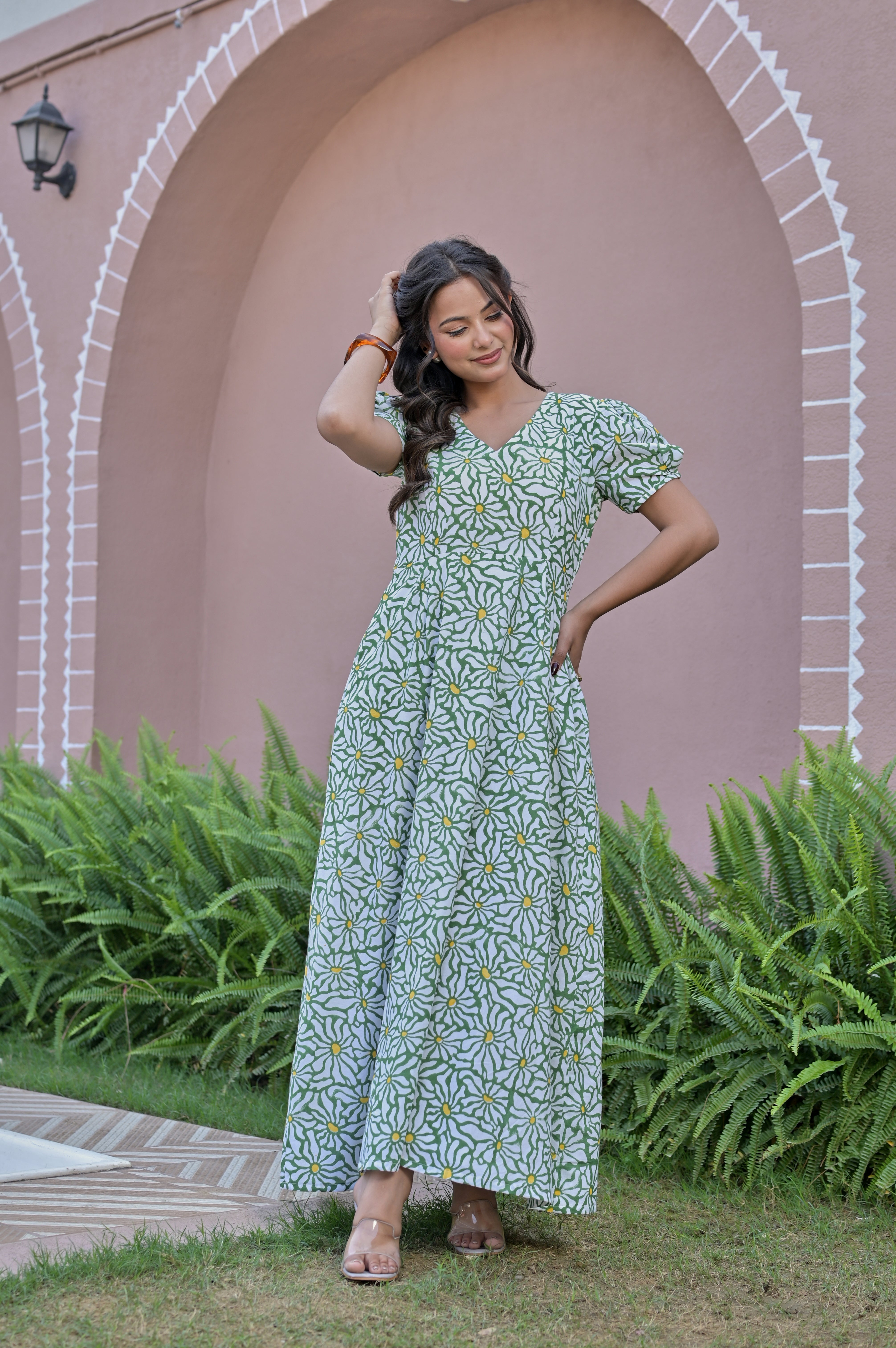 The Emerald Garden Midi: A lush, vibrant green with a classic silhouette