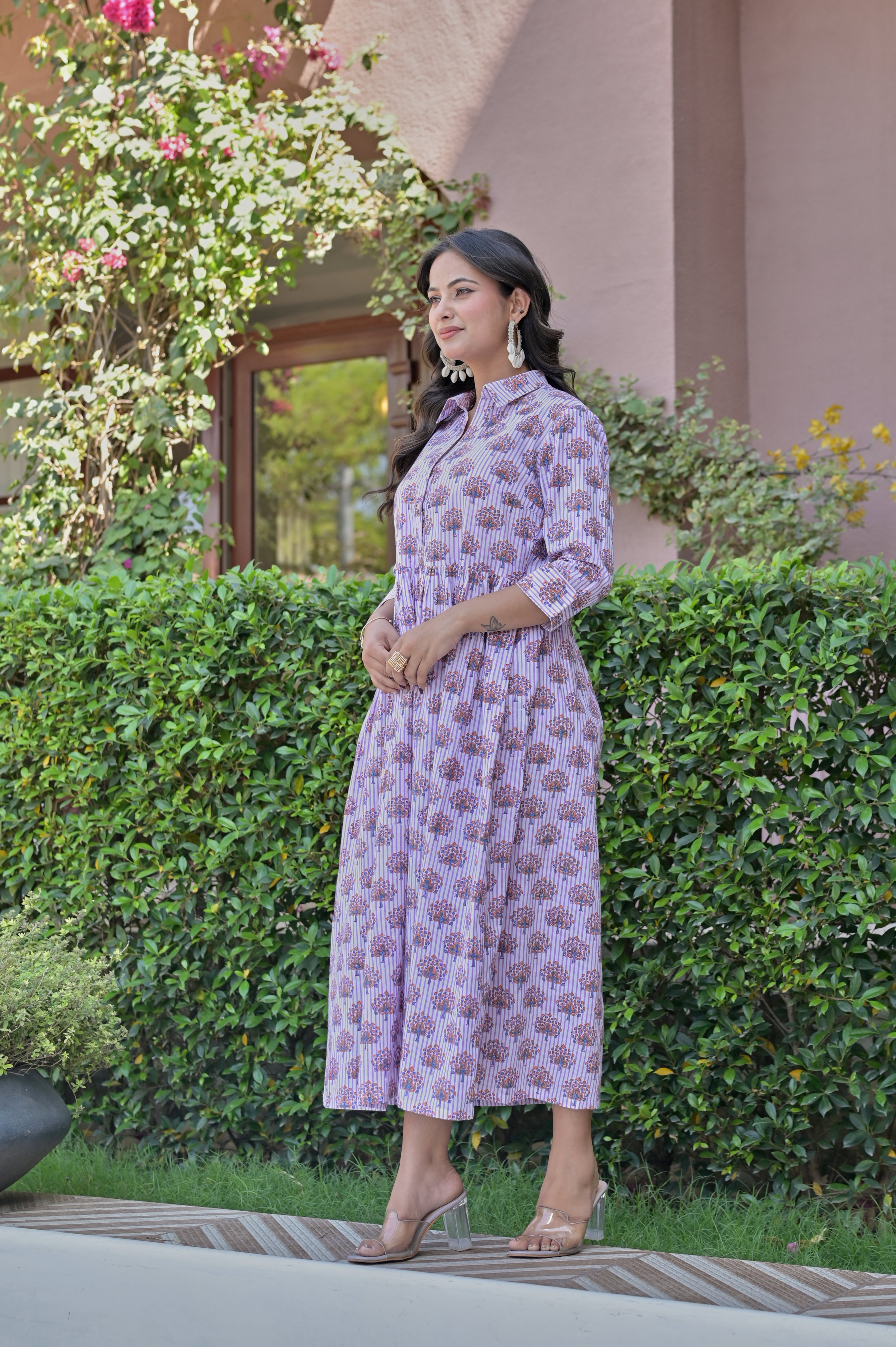 The Lavender Bloom Hand-Block Midi