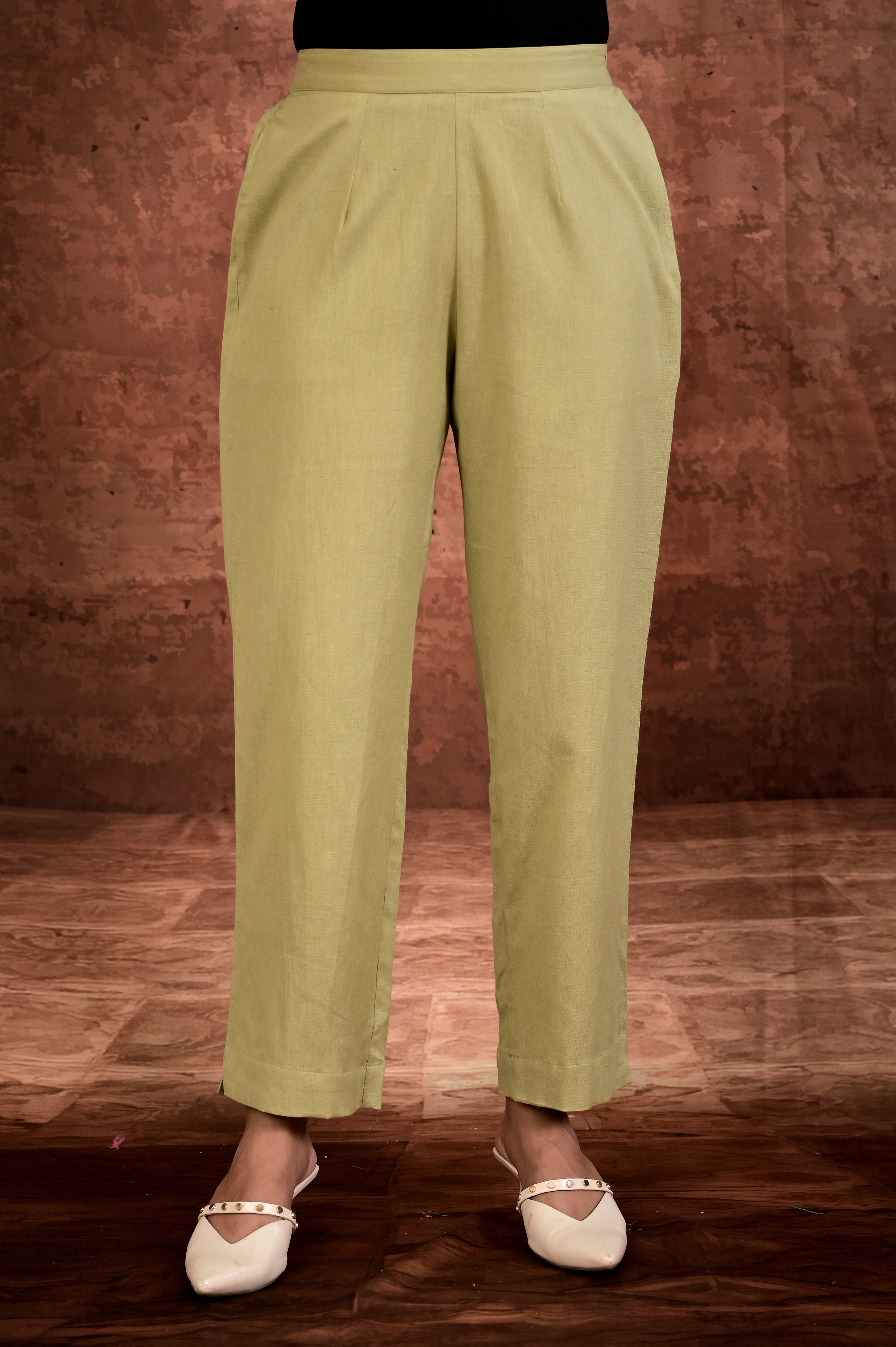 Solid Flax Pants - Olive Green