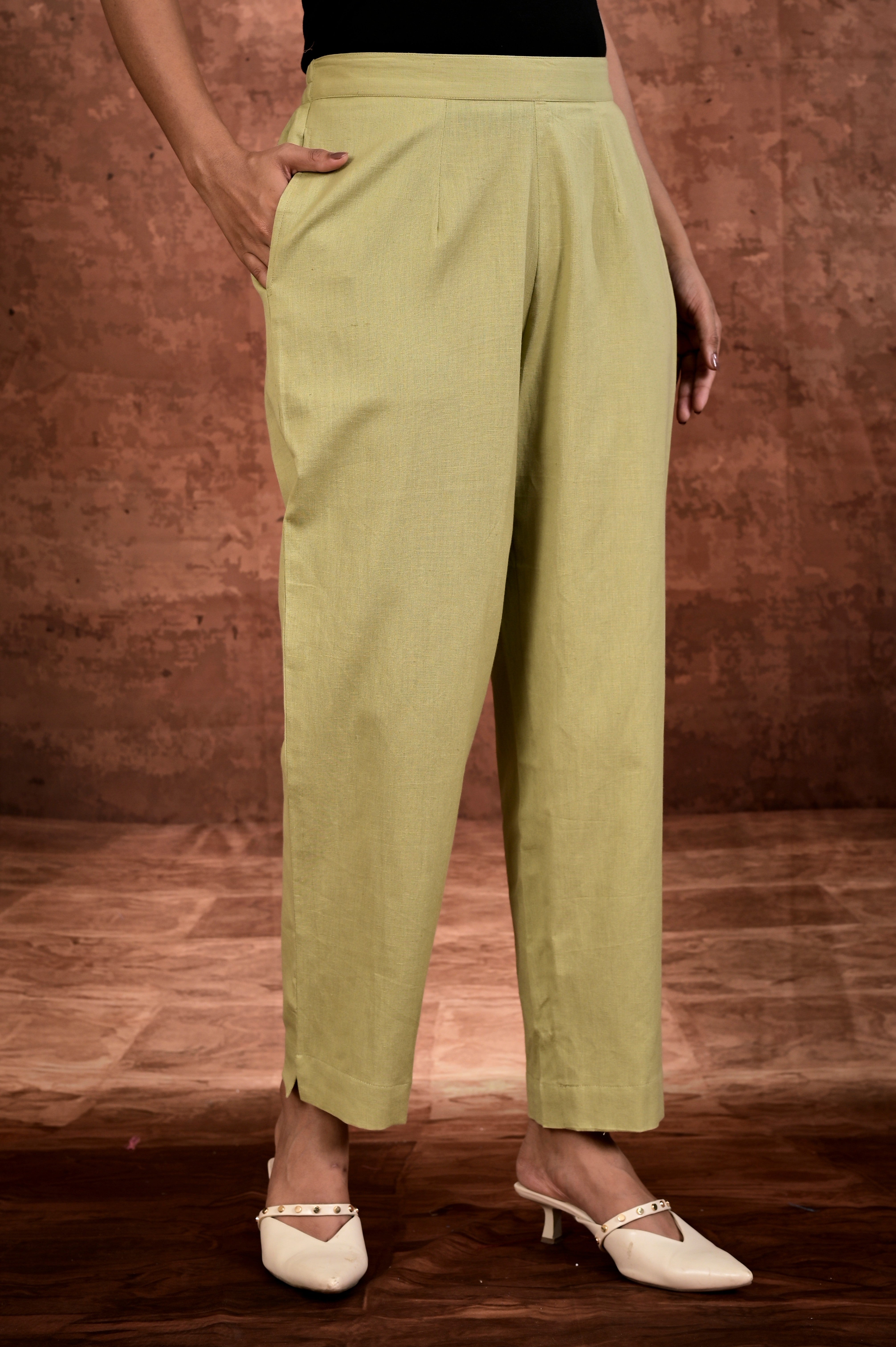 Solid Flax Pants - Olive Green