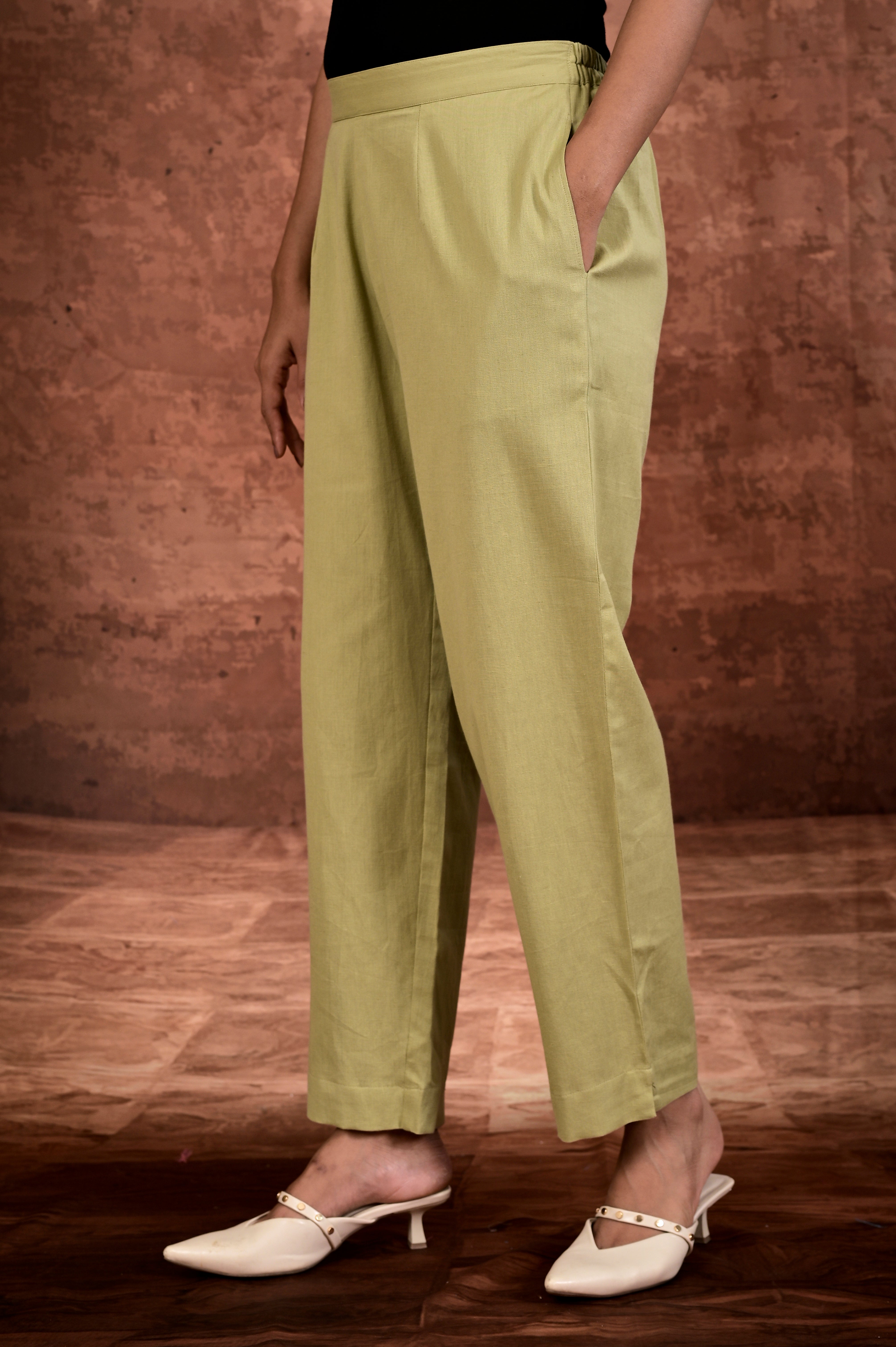 Solid Flax Pants - Olive Green