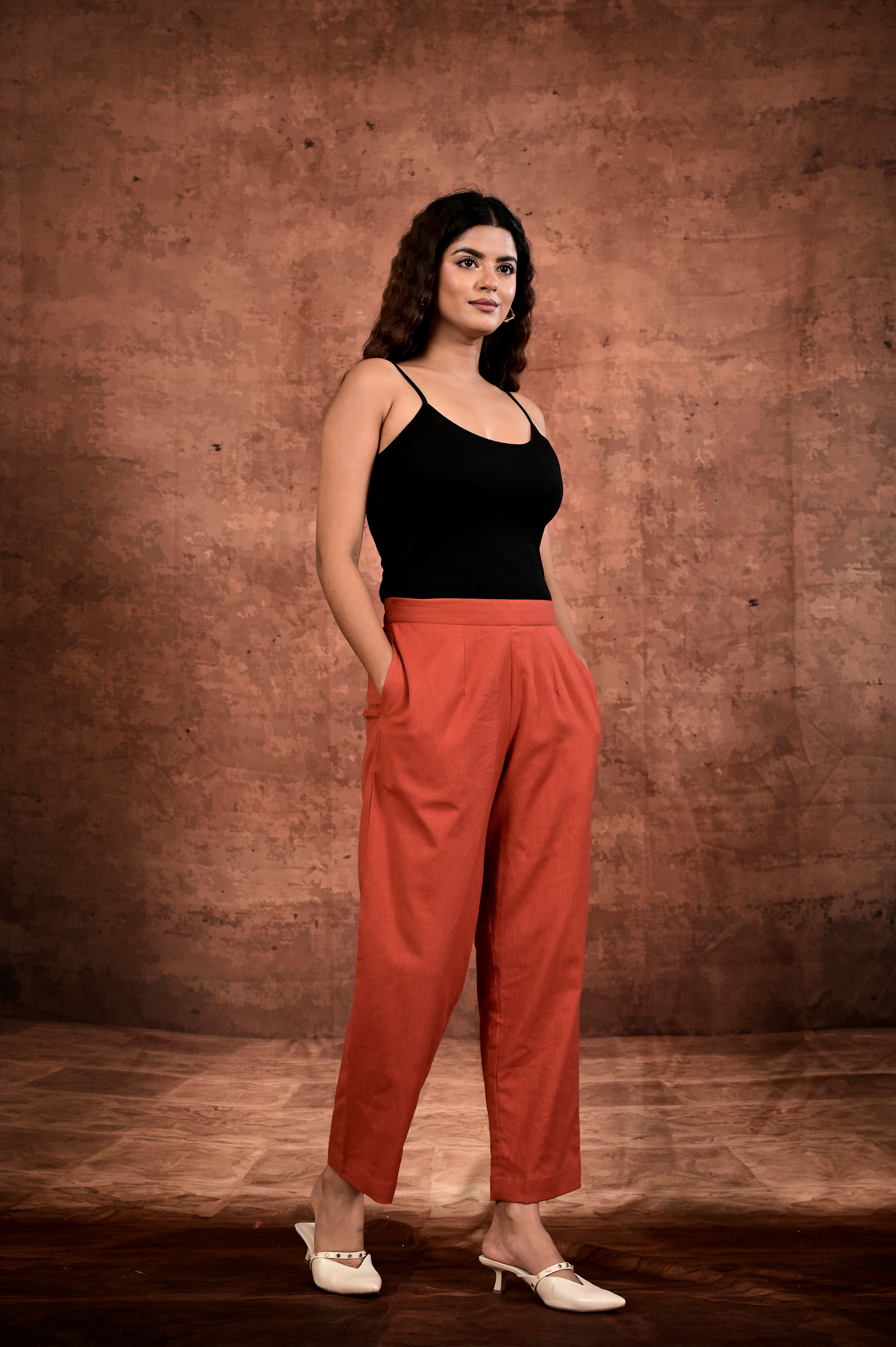 Solid Flax Pants - Rust Orange