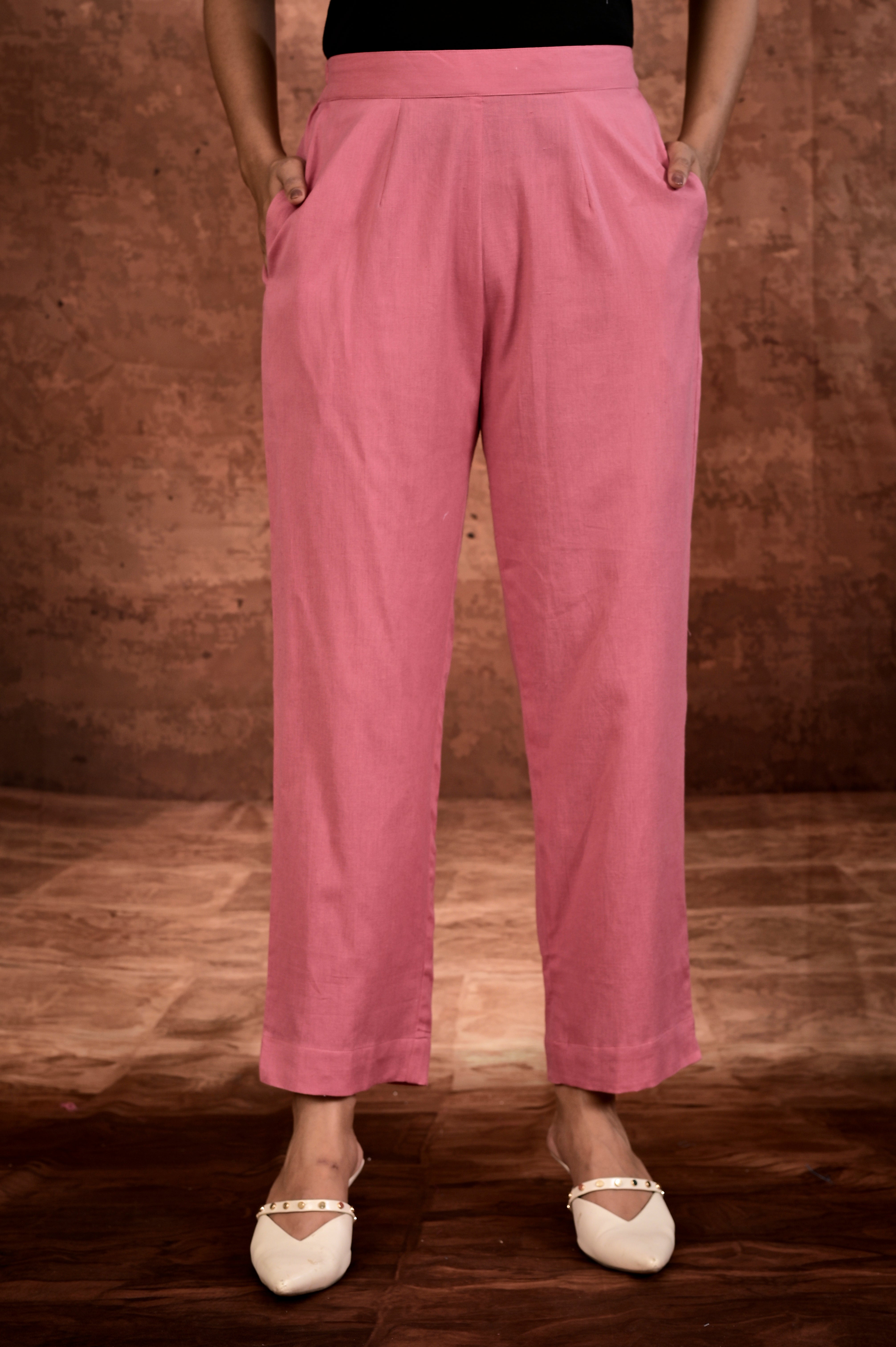 Solid Flax Pants - Move Pink