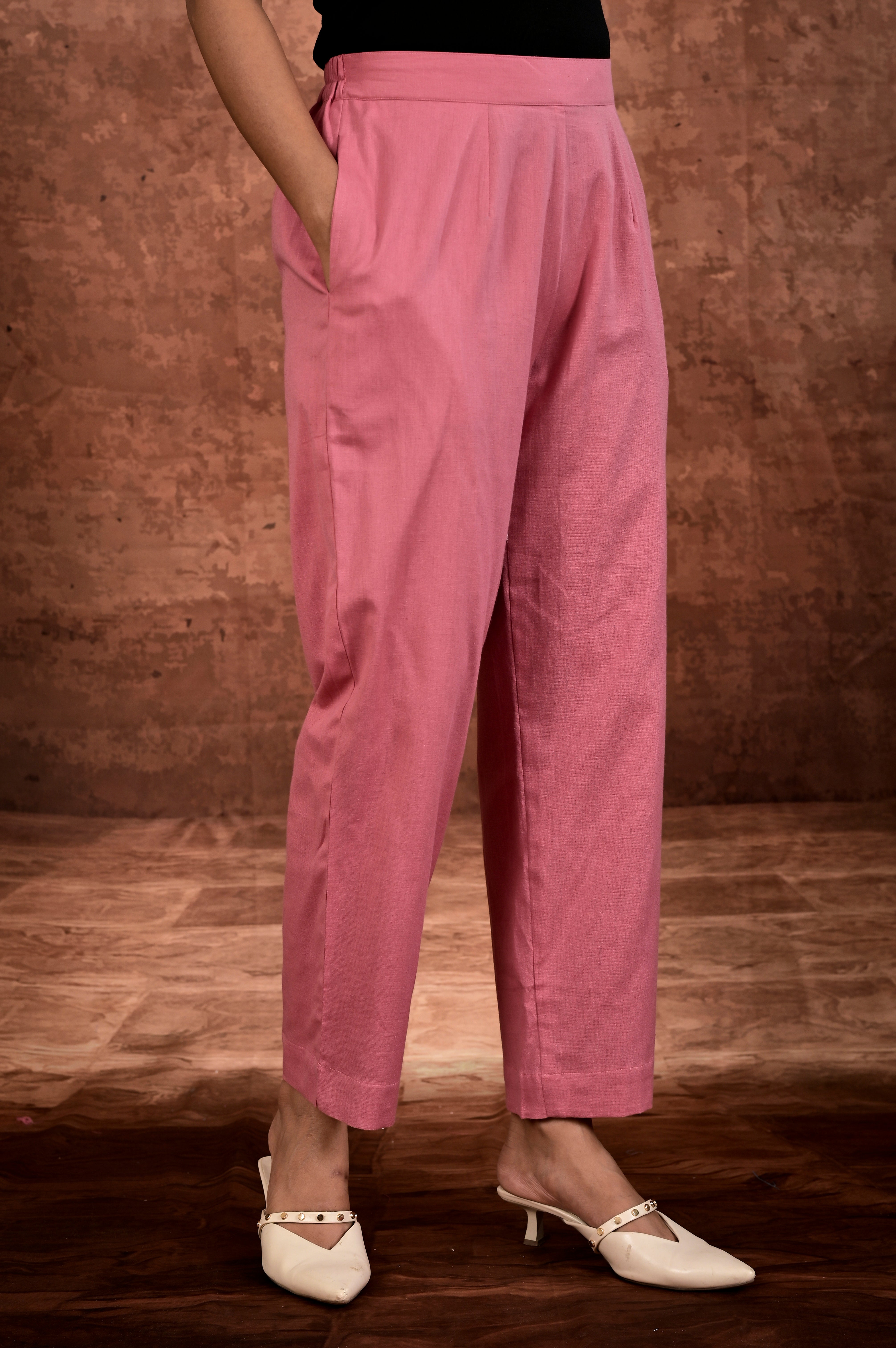 Solid Flax Pants - Move Pink