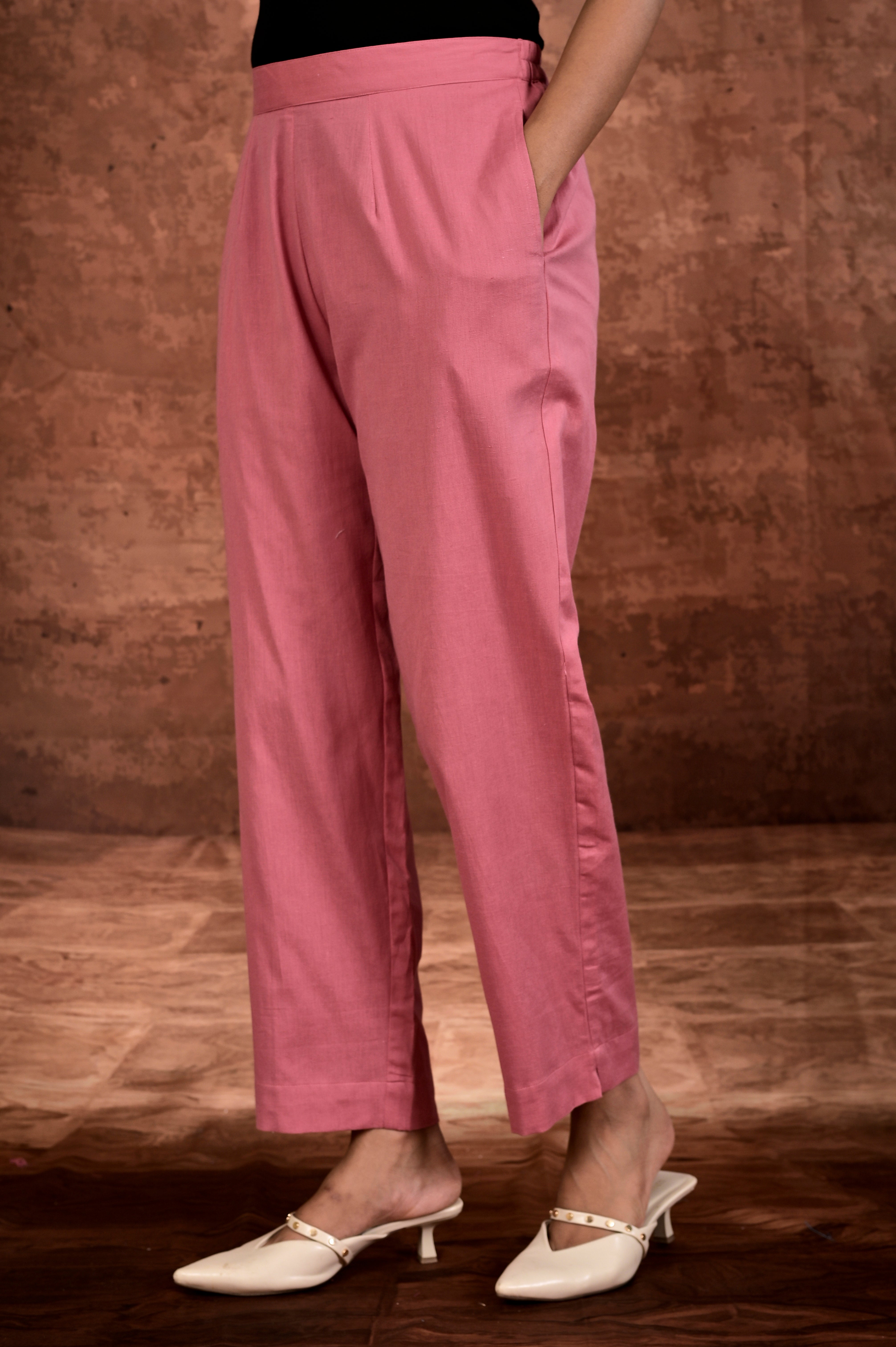 Solid Flax Pants - Move Pink