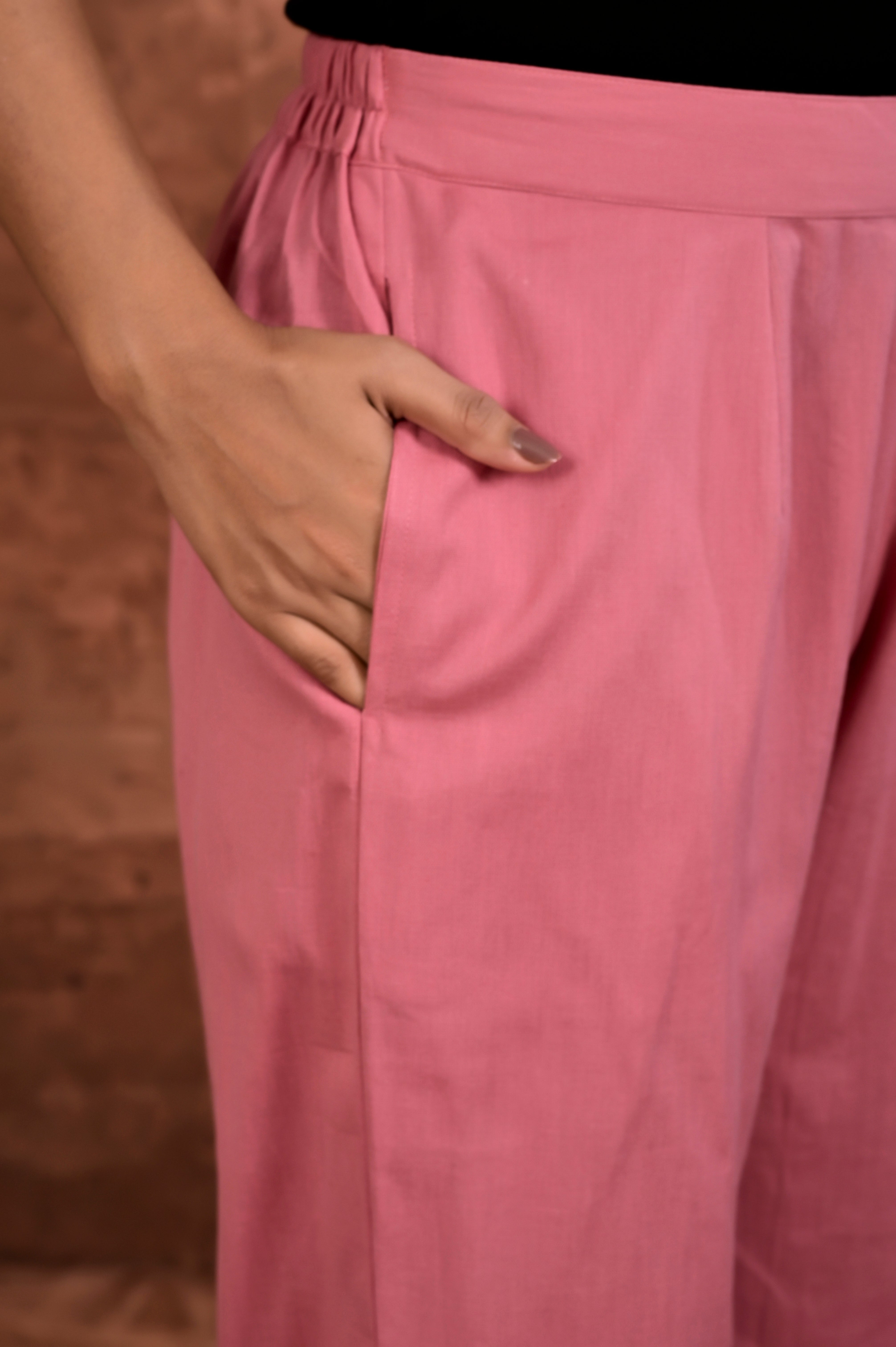 Solid Flax Pants - Move Pink