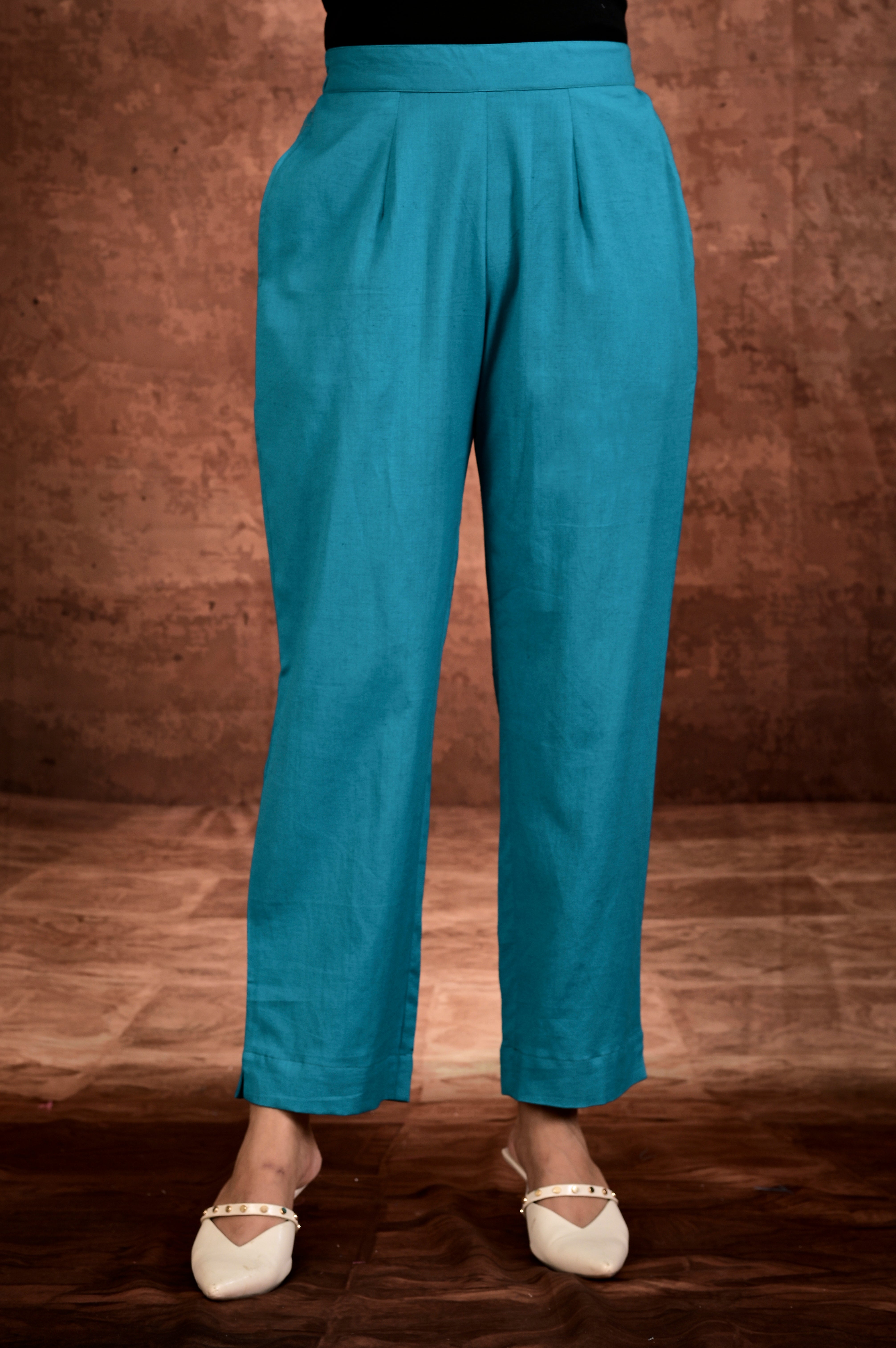 Solid Flax Pants - Silk Blue