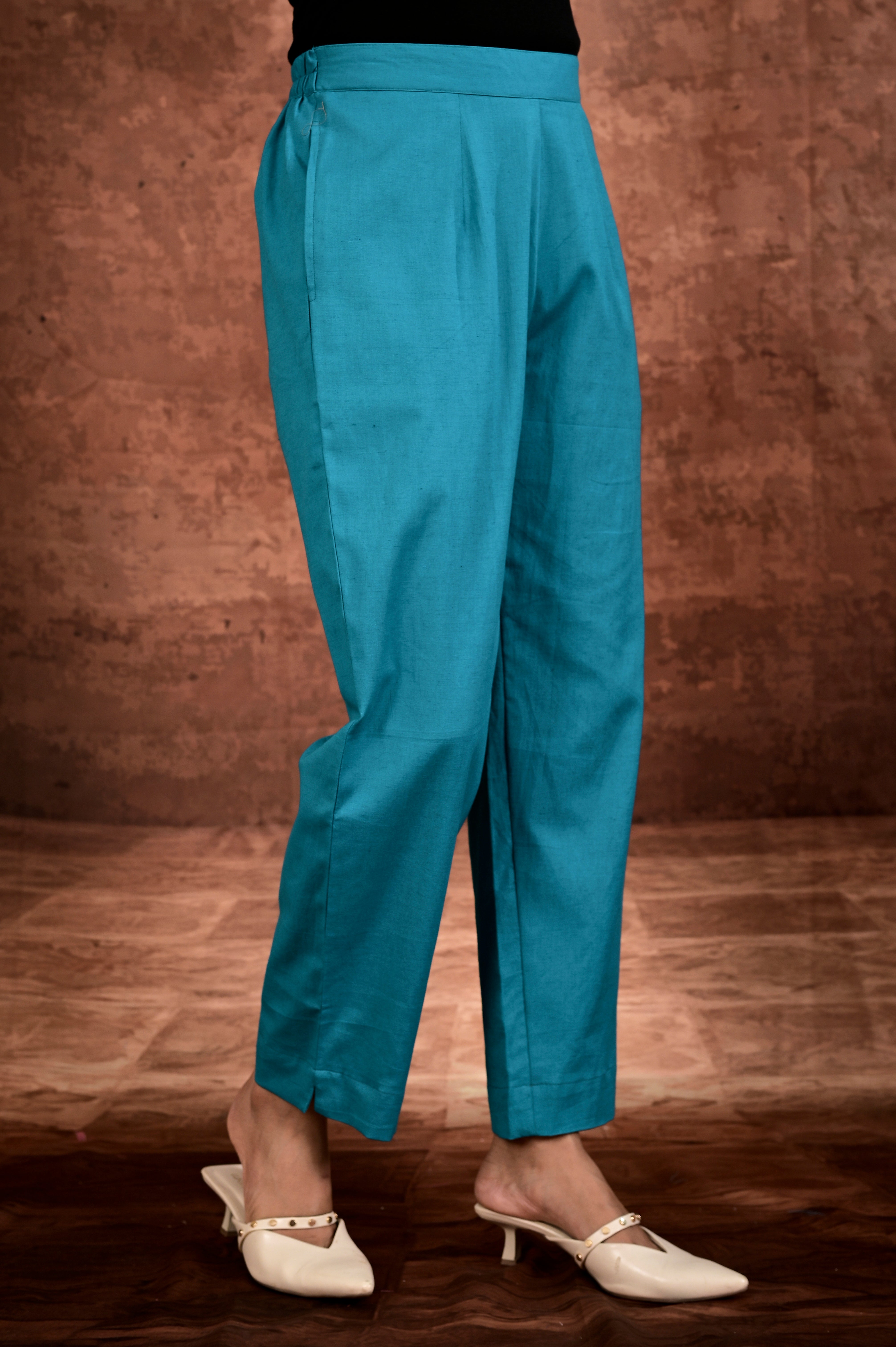 Solid Flax Pants - Silk Blue
