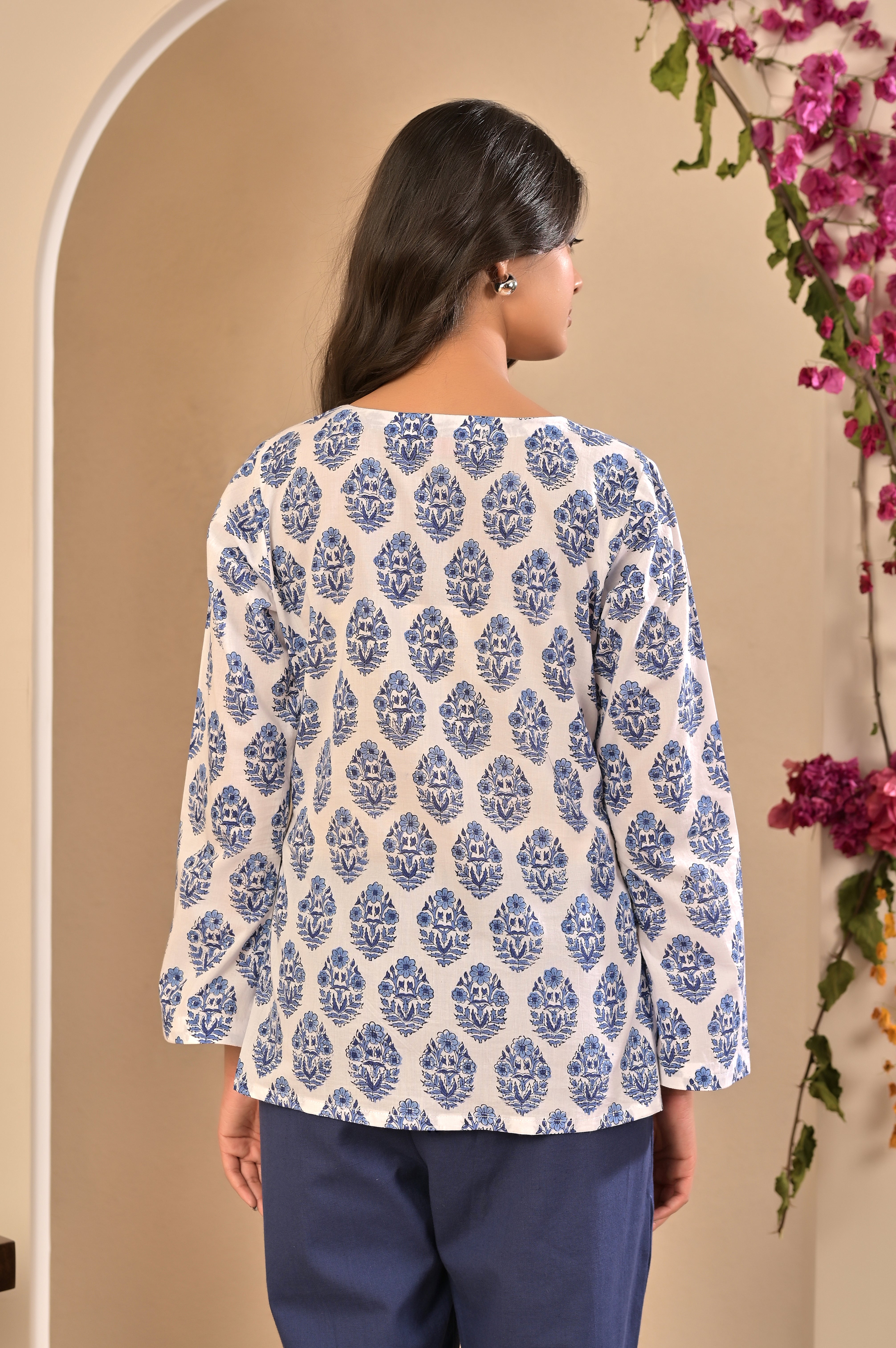 Bell Sleeves Motif Short Kurti