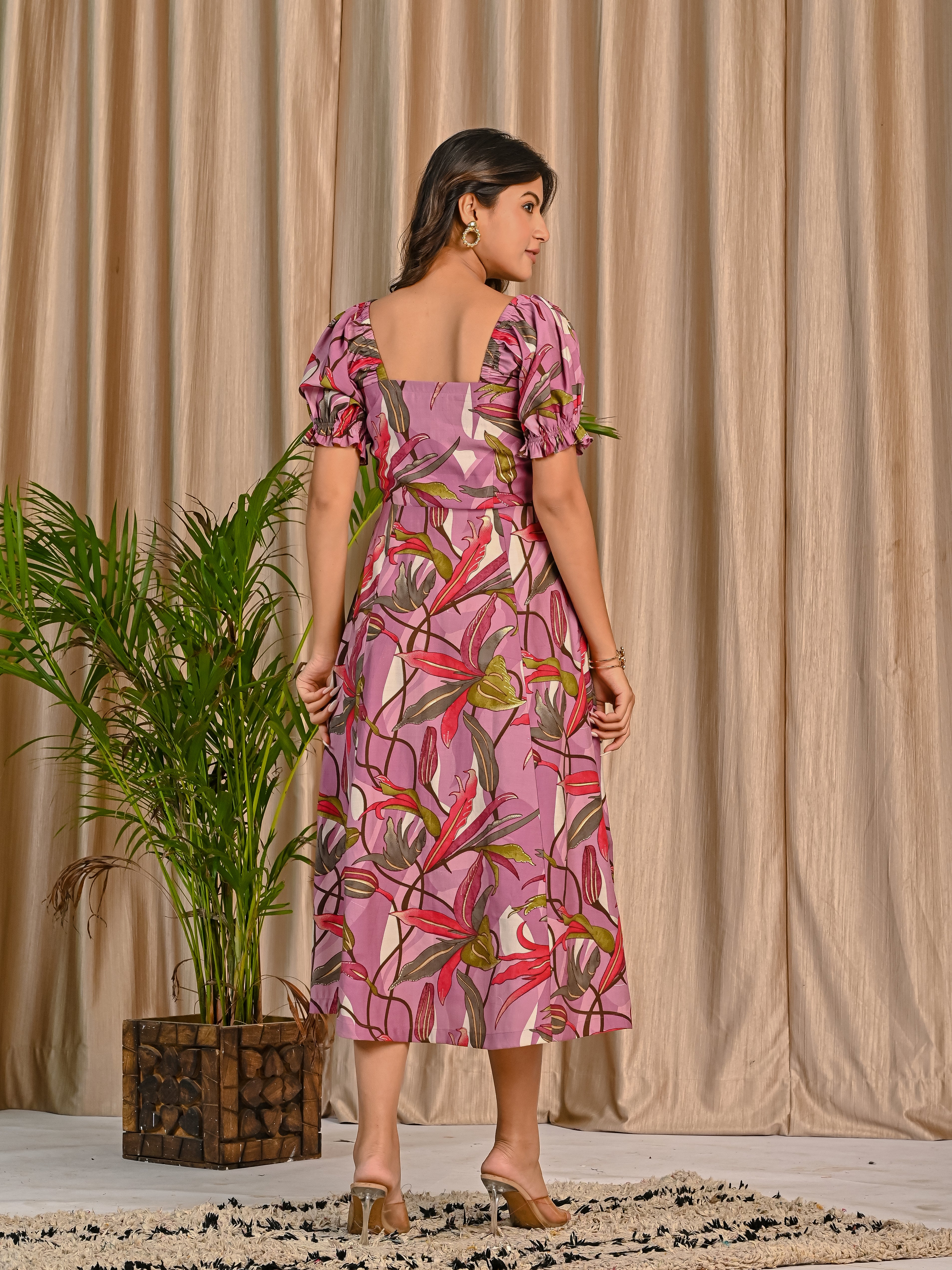Drawstring Printed Dress