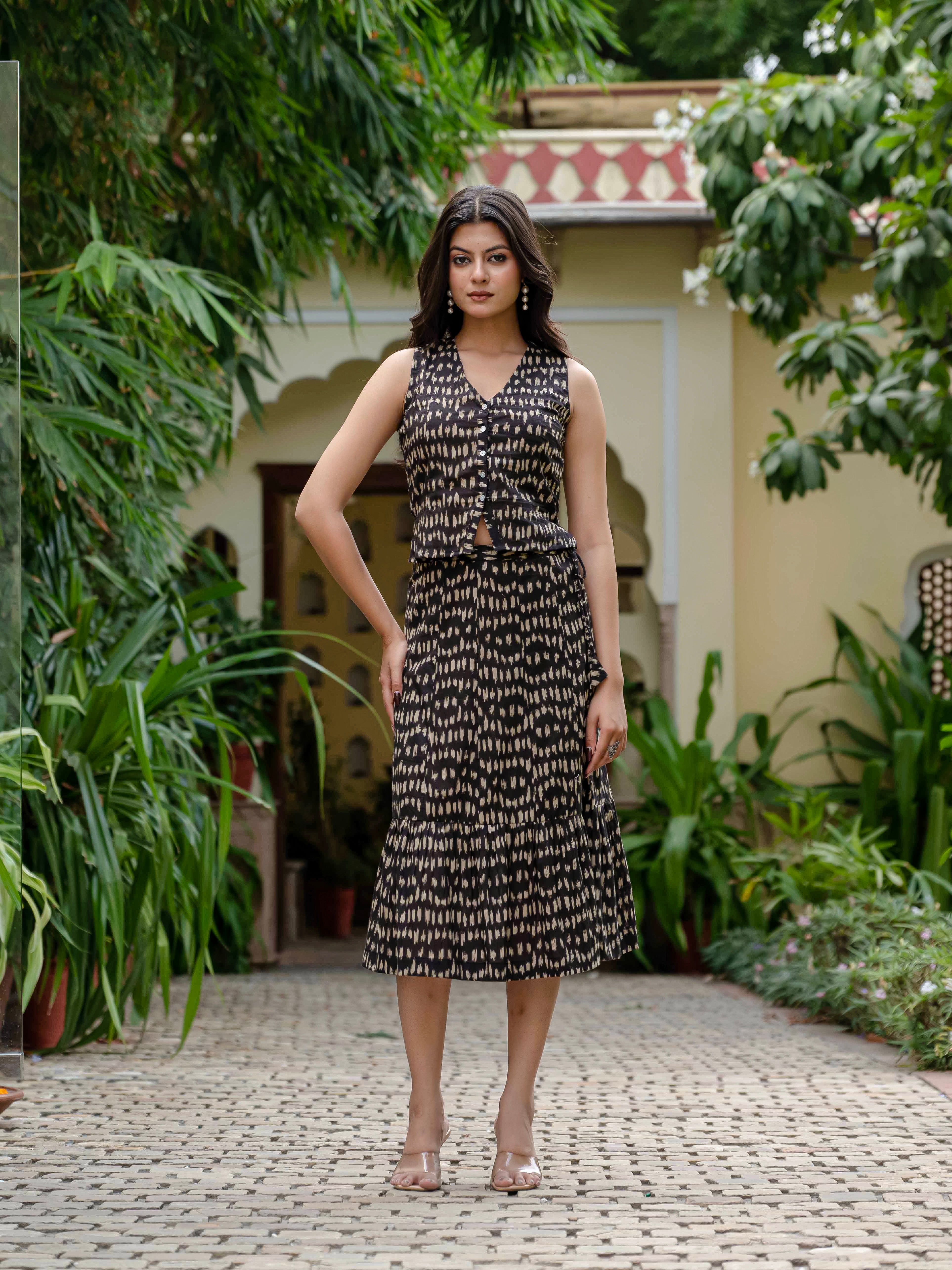 Black Ikkat Co Ord Set