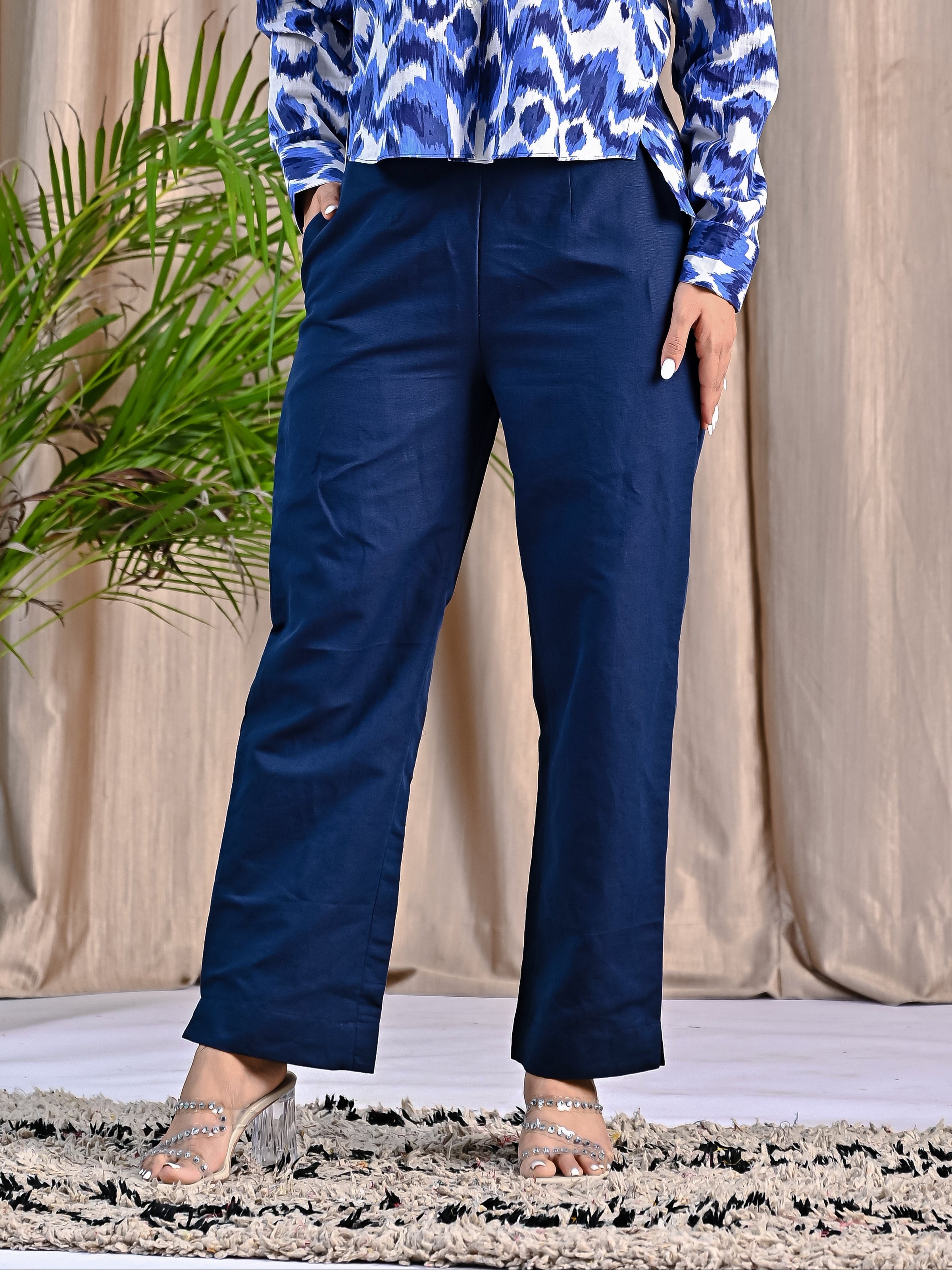 Blue Ikkat Printed Cotton Shirt