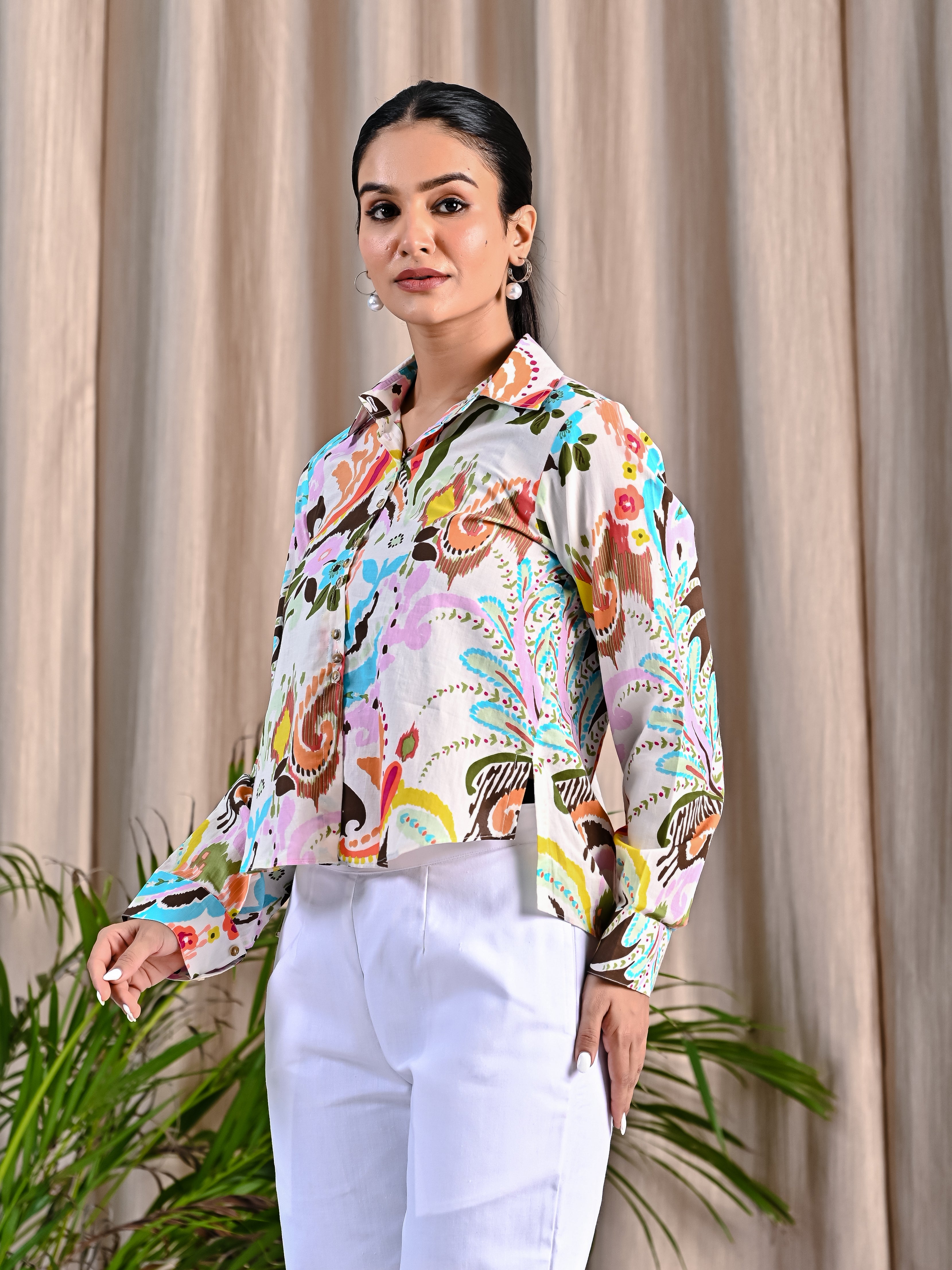 Printed Shirt With Khadi Pant