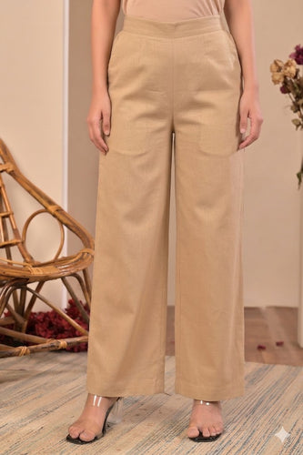 Solid Flax Pants - Beige