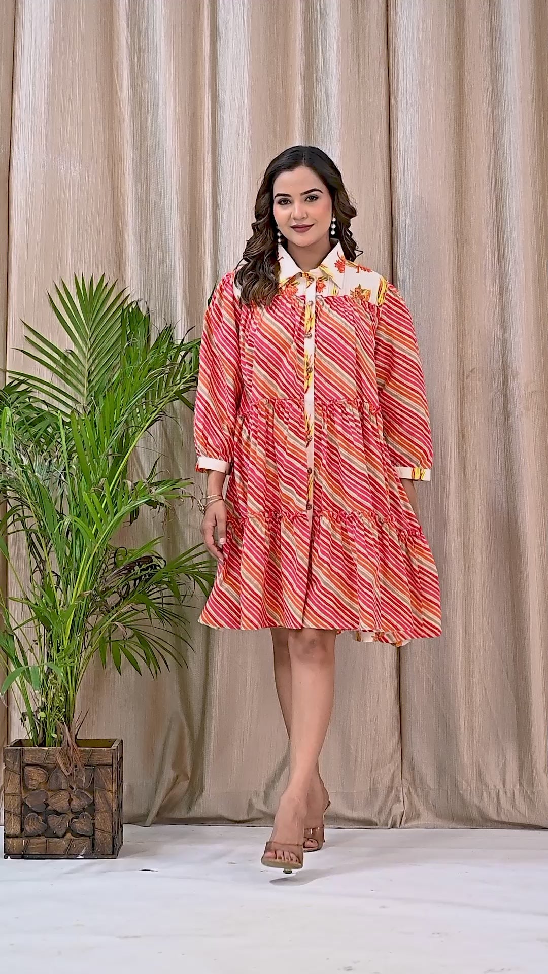 Multicolor Lehariya Collared Skirt