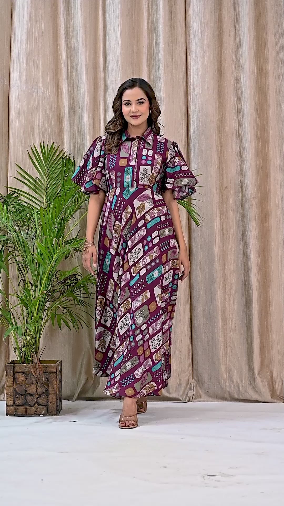 Purple Printed Cotton Dress